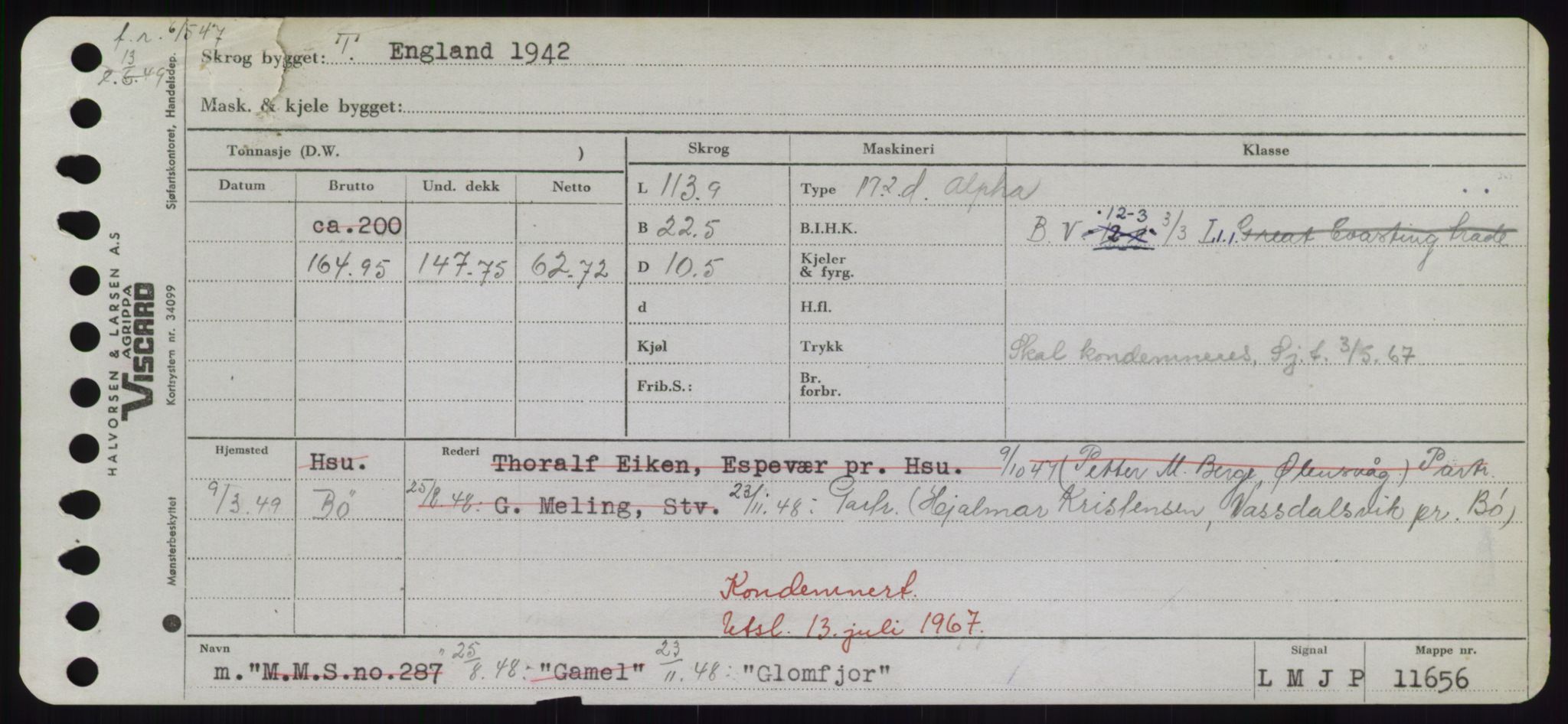 Sjøfartsdirektoratet med forløpere, Skipsmålingen, AV/RA-S-1627/H/Hd/L0012: Fartøy, G-Glø, p. 459