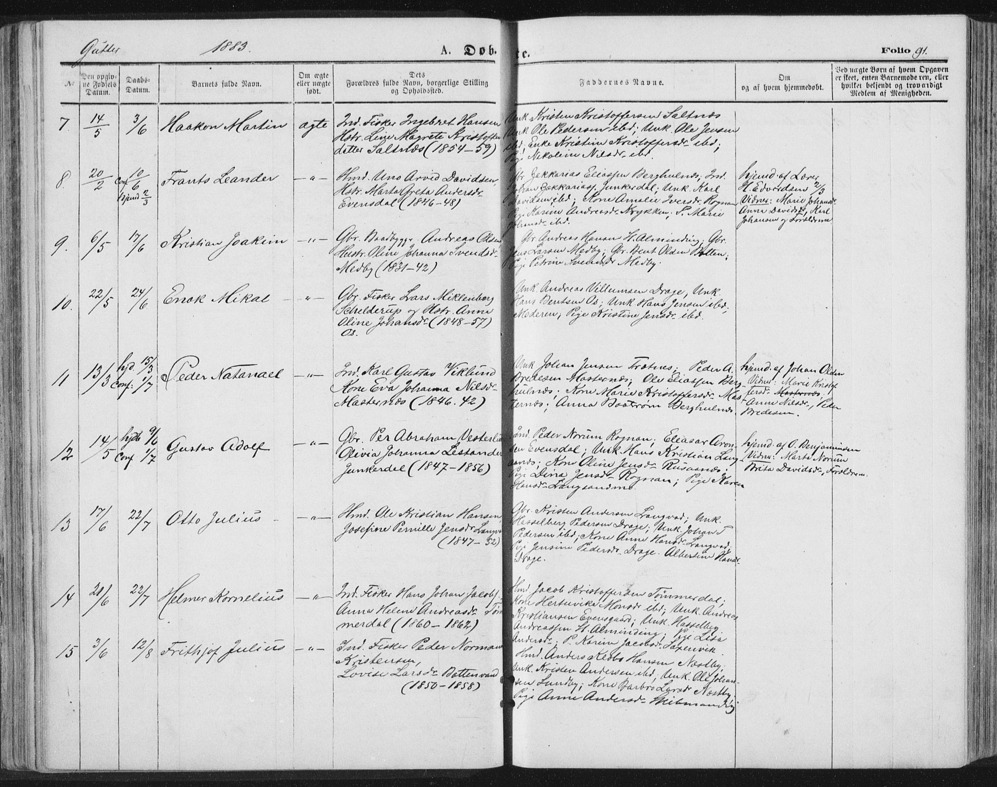 Ministerialprotokoller, klokkerbøker og fødselsregistre - Nordland, SAT/A-1459/847/L0668: Parish register (official) no. 847A08, 1872-1886, p. 91