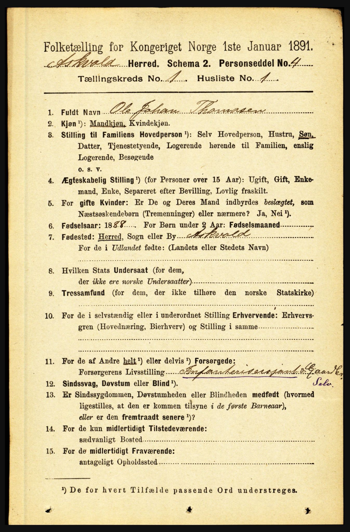 RA, 1891 census for 1428 Askvoll, 1891, p. 77