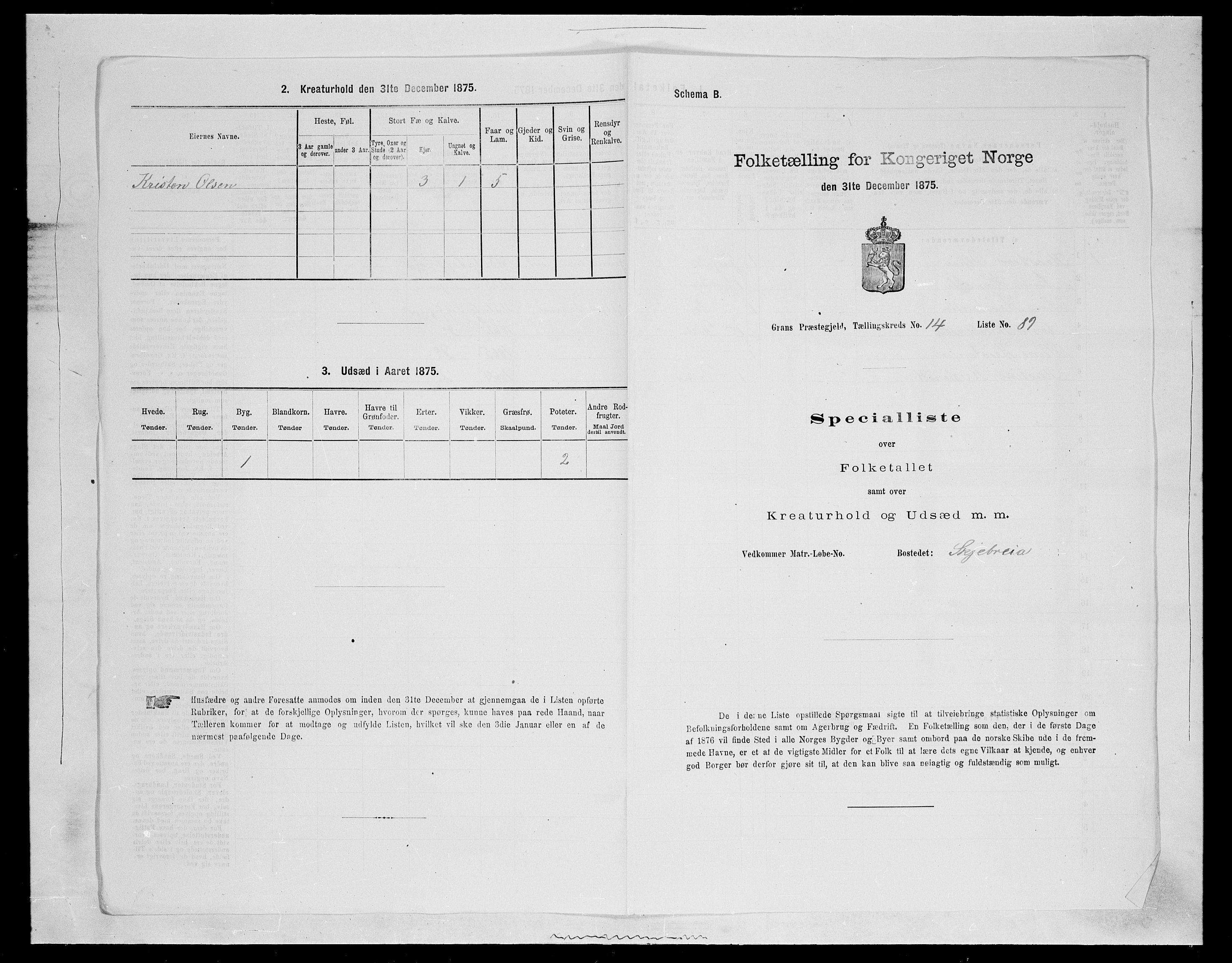 SAH, 1875 census for 0534P Gran, 1875, p. 2707