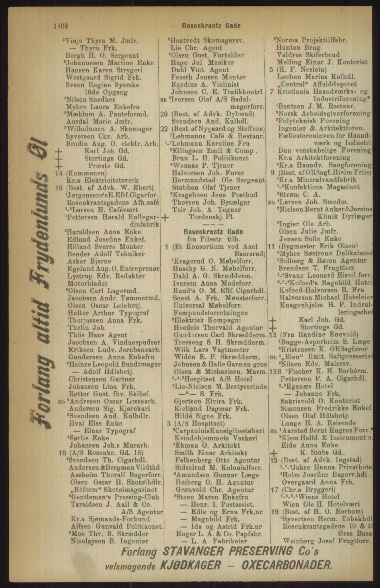 Kristiania/Oslo adressebok, PUBL/-, 1911, p. 1402