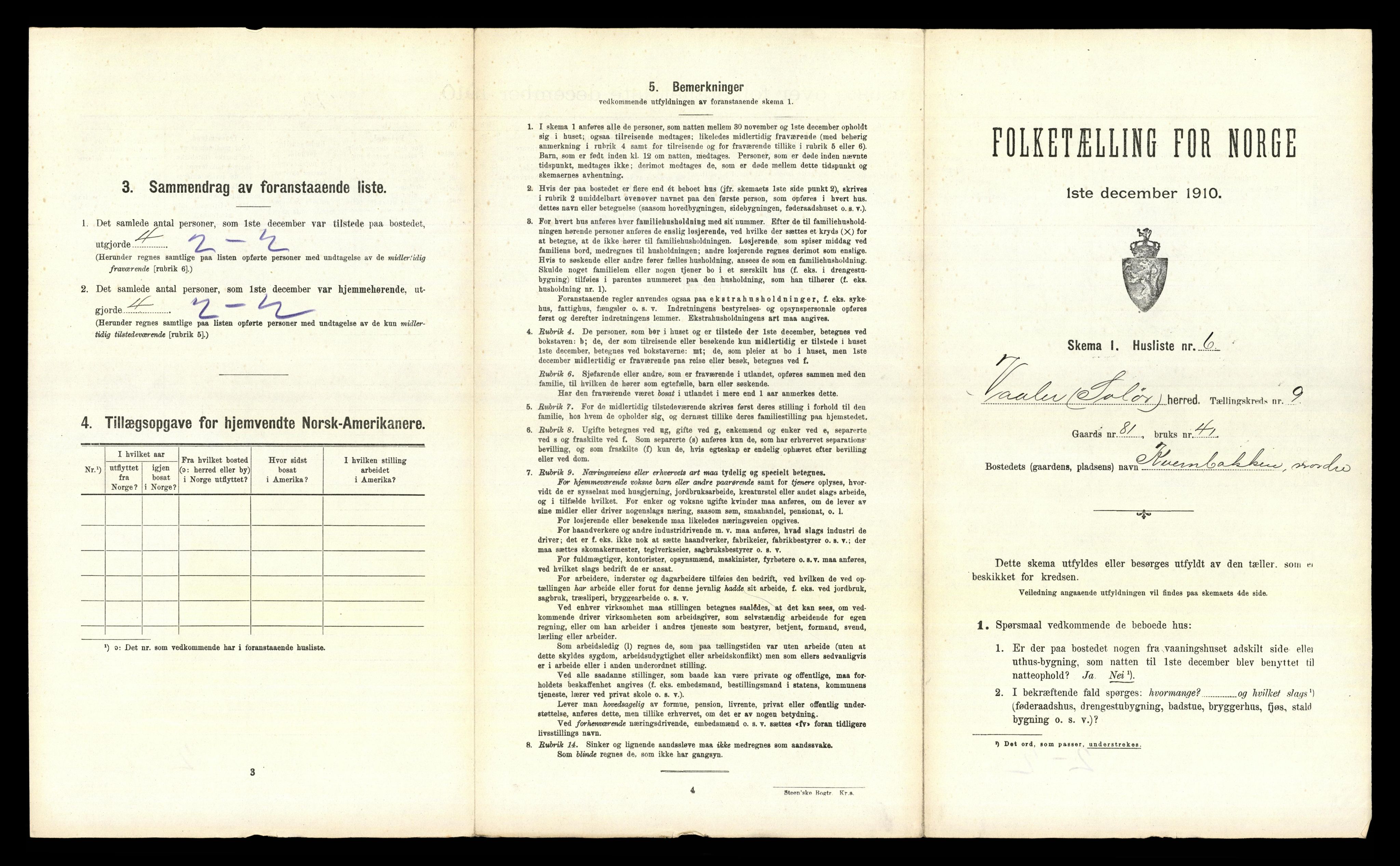 RA, 1910 census for Våler, 1910, p. 1277