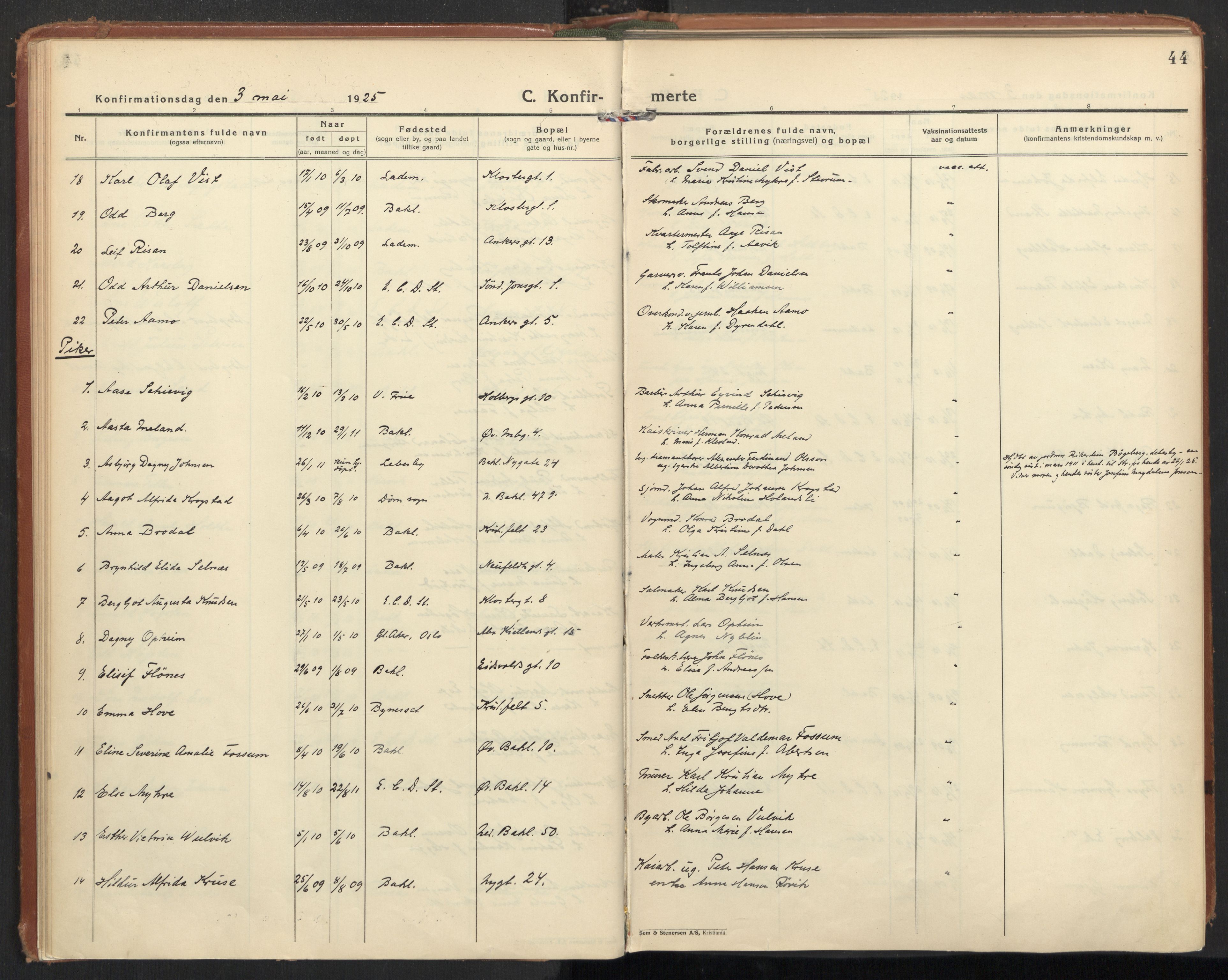 Ministerialprotokoller, klokkerbøker og fødselsregistre - Sør-Trøndelag, SAT/A-1456/604/L0208: Parish register (official) no. 604A28, 1923-1937, p. 44