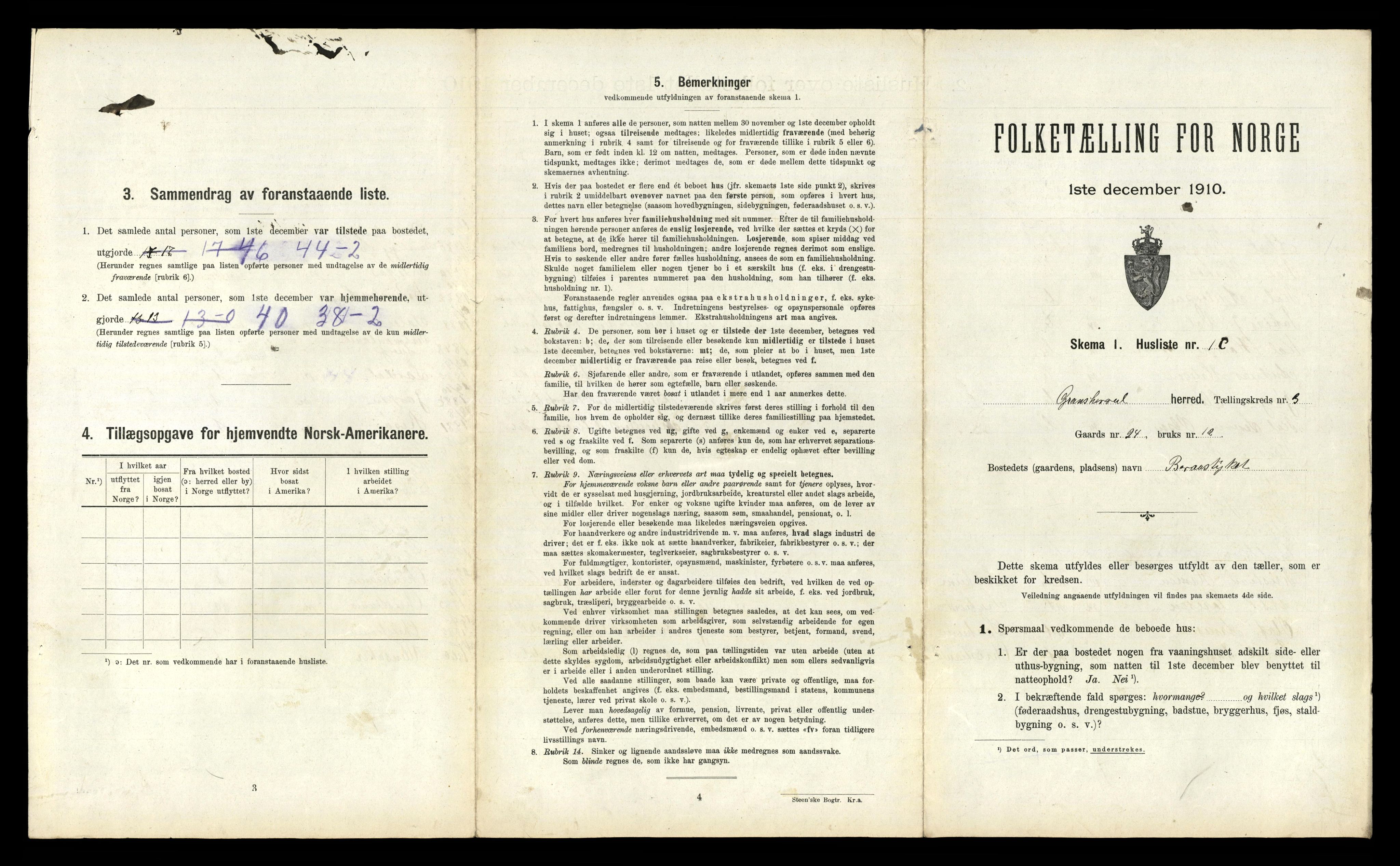 RA, 1910 census for Gransherad, 1910, p. 262