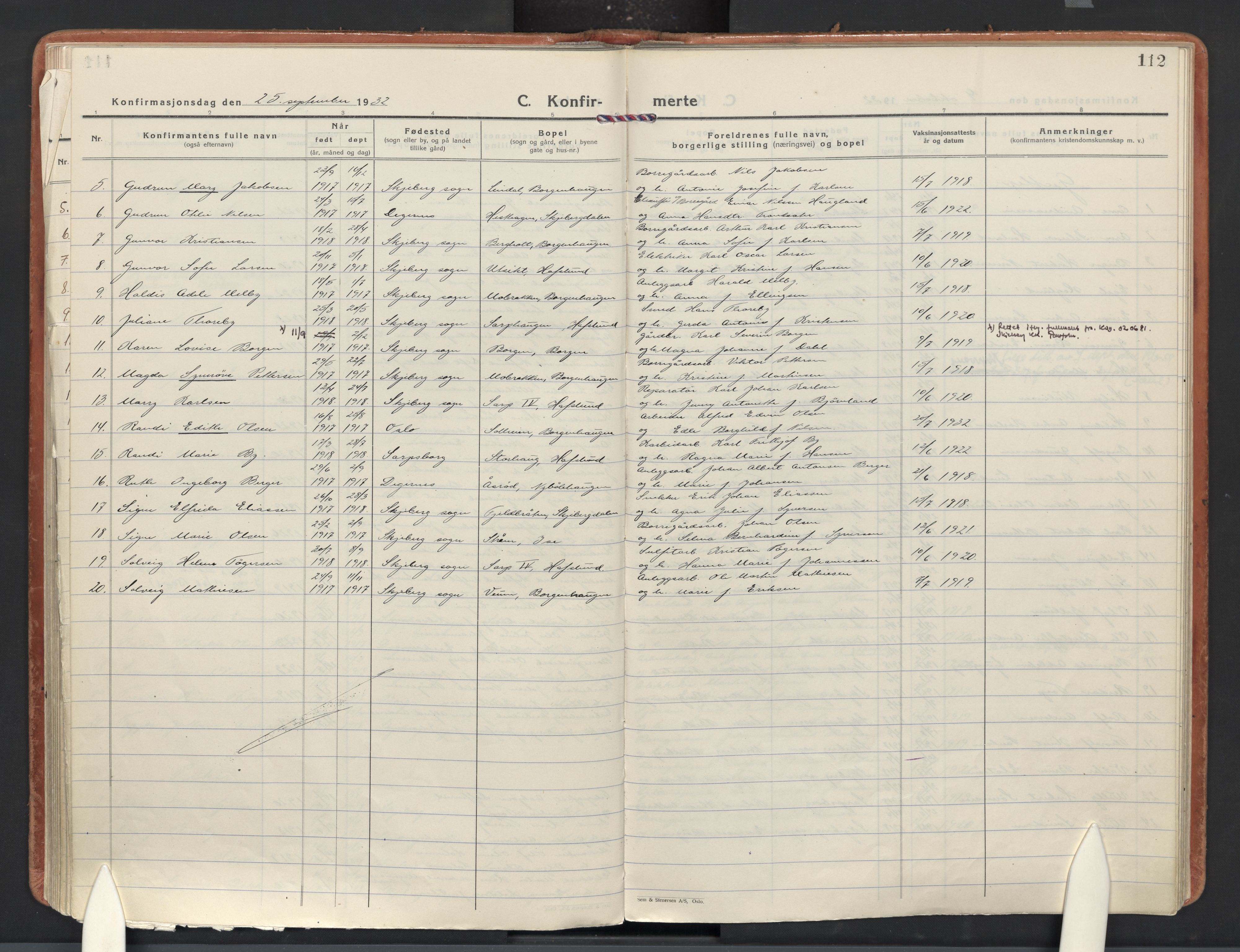 Skjeberg prestekontor Kirkebøker, AV/SAO-A-10923/F/Fd/L0002: Parish register (official) no. IV 2, 1926-1936, p. 112