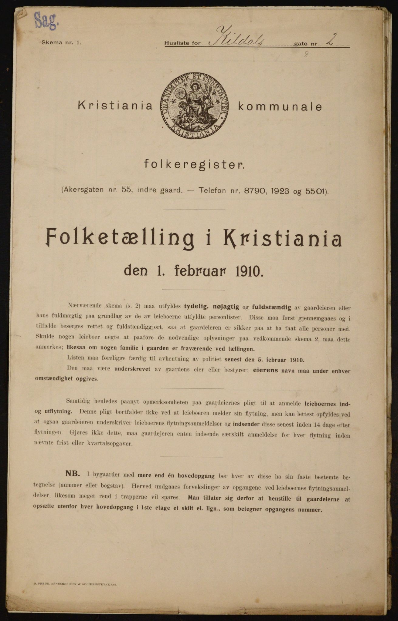 OBA, Municipal Census 1910 for Kristiania, 1910, p. 47915