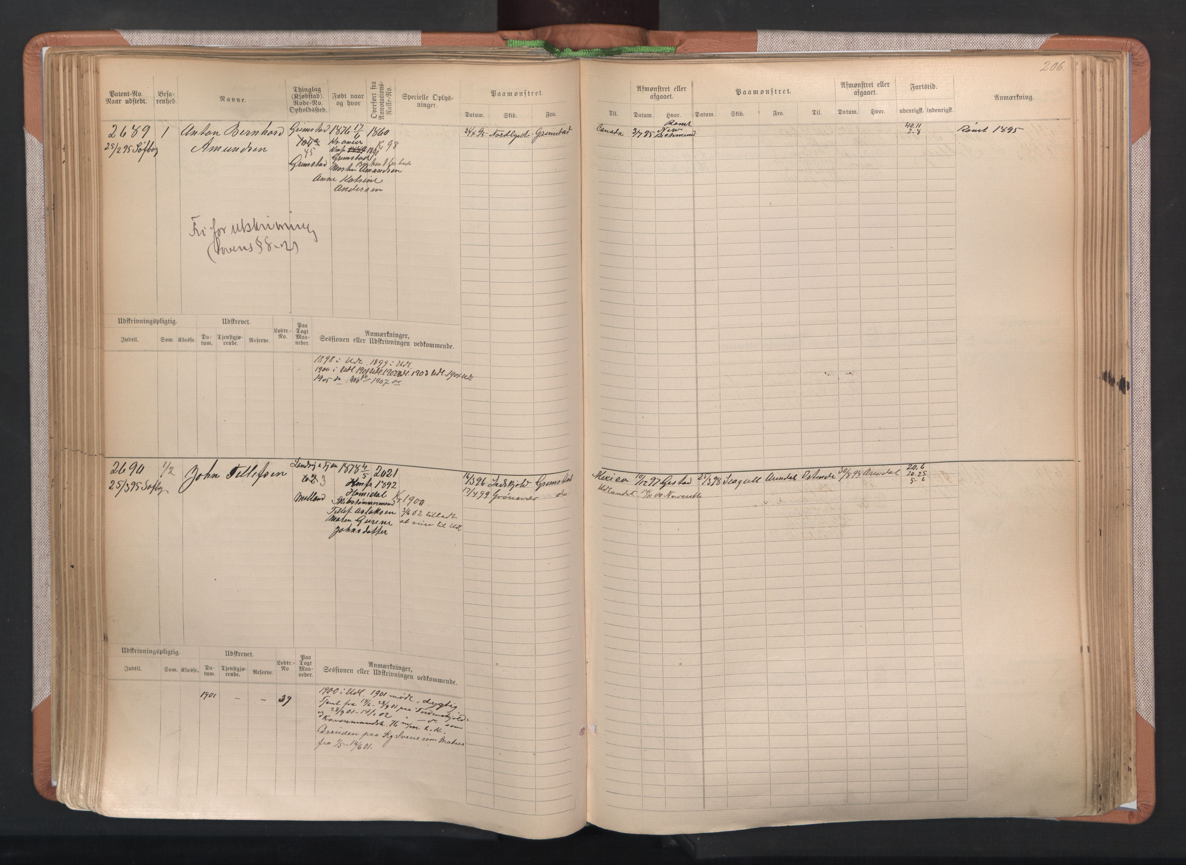 Grimstad mønstringskrets, AV/SAK-2031-0013/F/Fb/L0004: Hovedrulle A nr 2277-3042, F-7, 1889-1940, p. 214