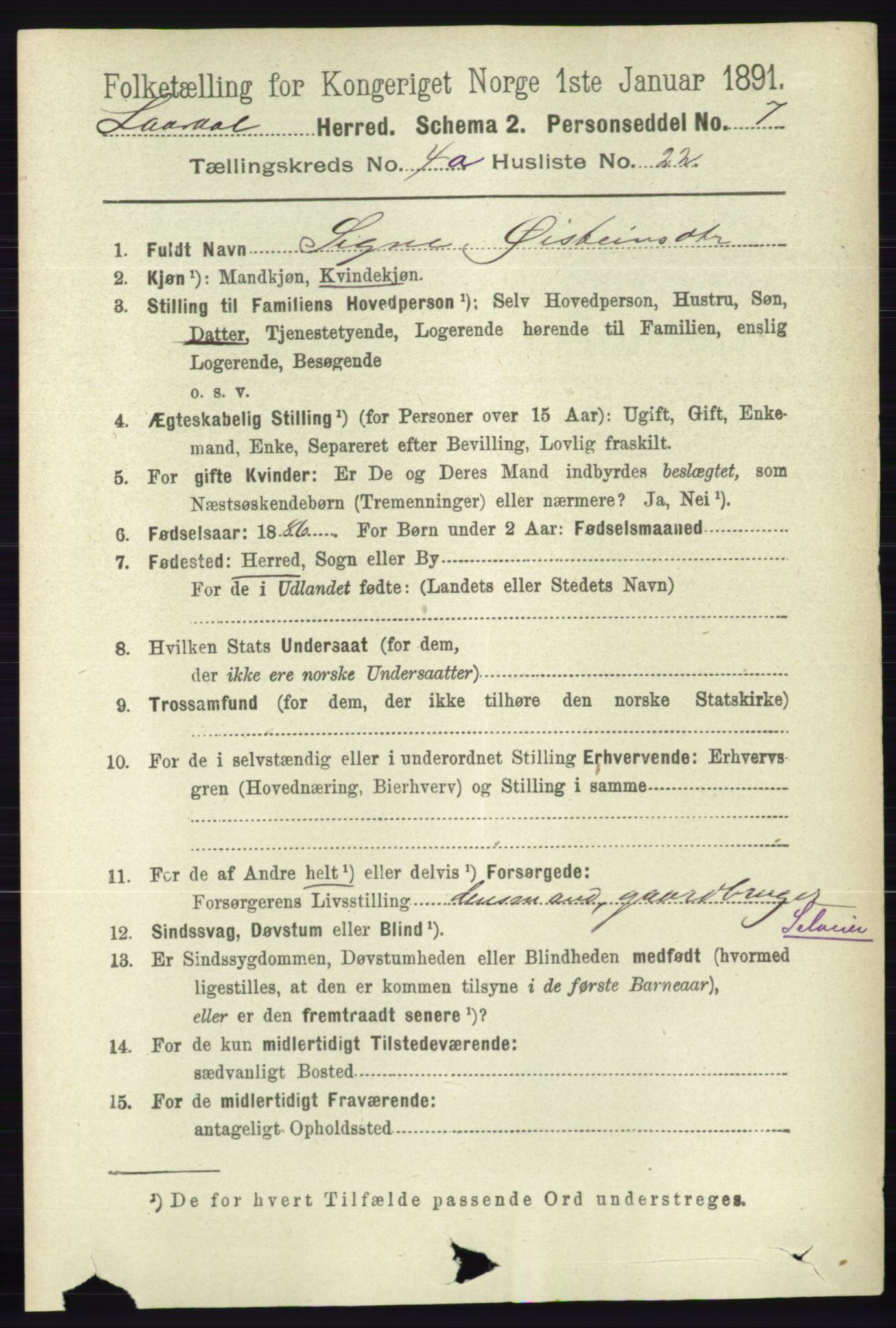 RA, 1891 census for 0833 Lårdal, 1891, p. 1154