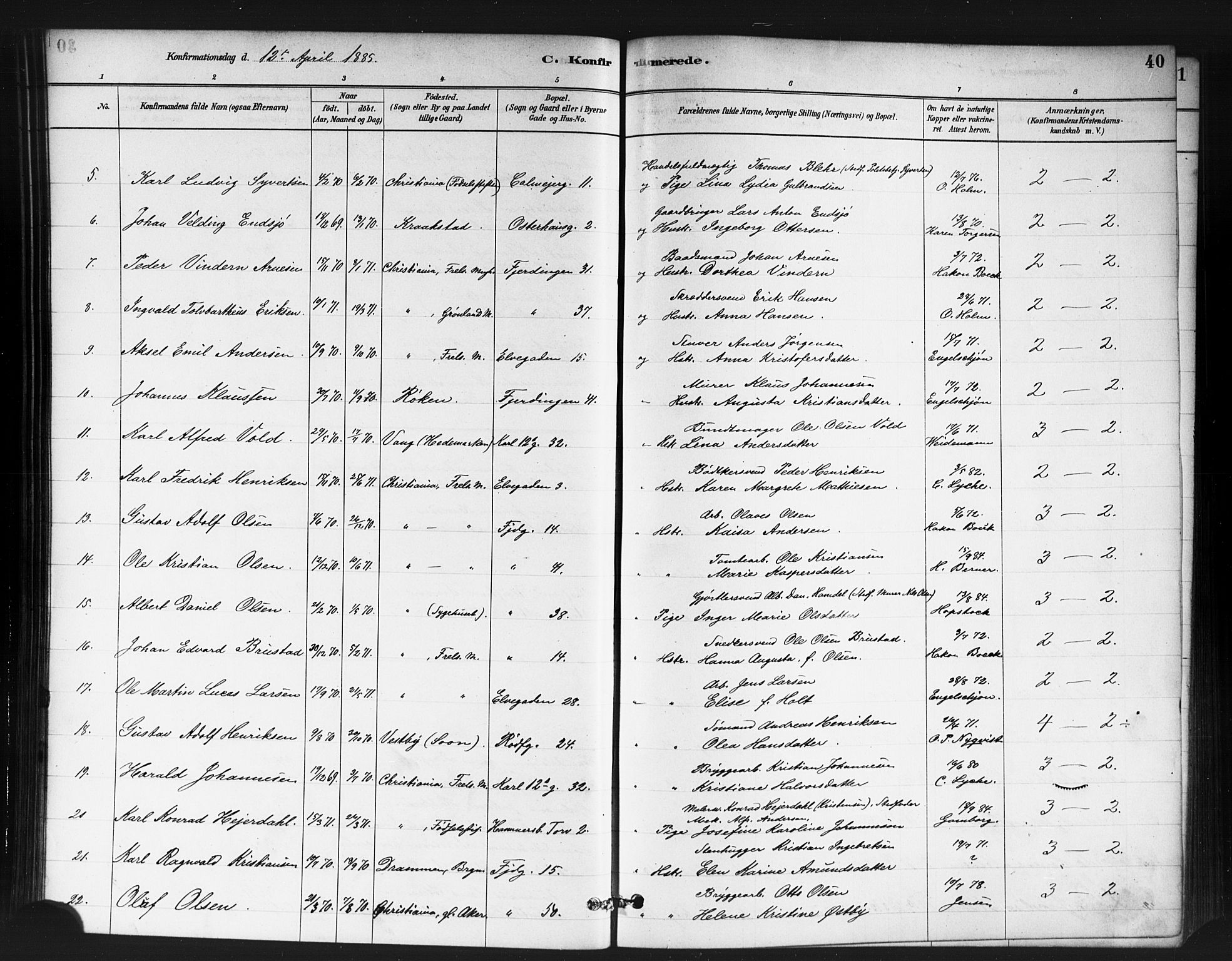 Jakob prestekontor Kirkebøker, SAO/A-10850/F/Fa/L0004: Parish register (official) no. 4, 1880-1894, p. 40