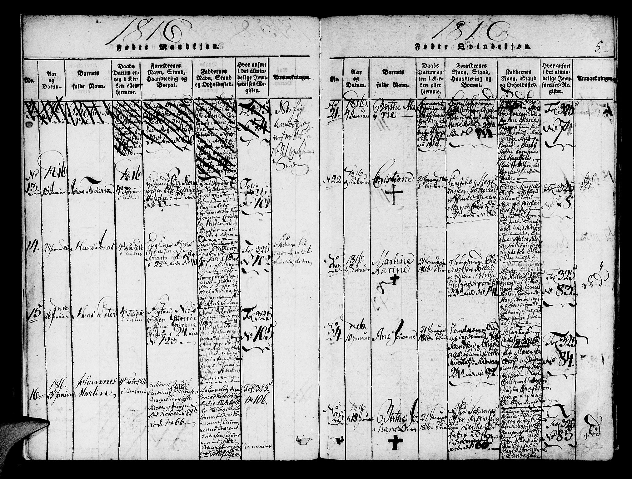 Korskirken sokneprestembete, SAB/A-76101/H/Haa/L0013: Parish register (official) no. A 13, 1815-1822, p. 5