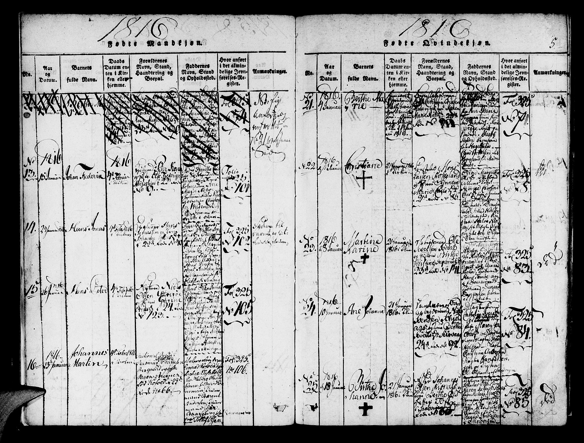 Korskirken sokneprestembete, AV/SAB-A-76101/H/Haa/L0013: Parish register (official) no. A 13, 1815-1822, p. 5