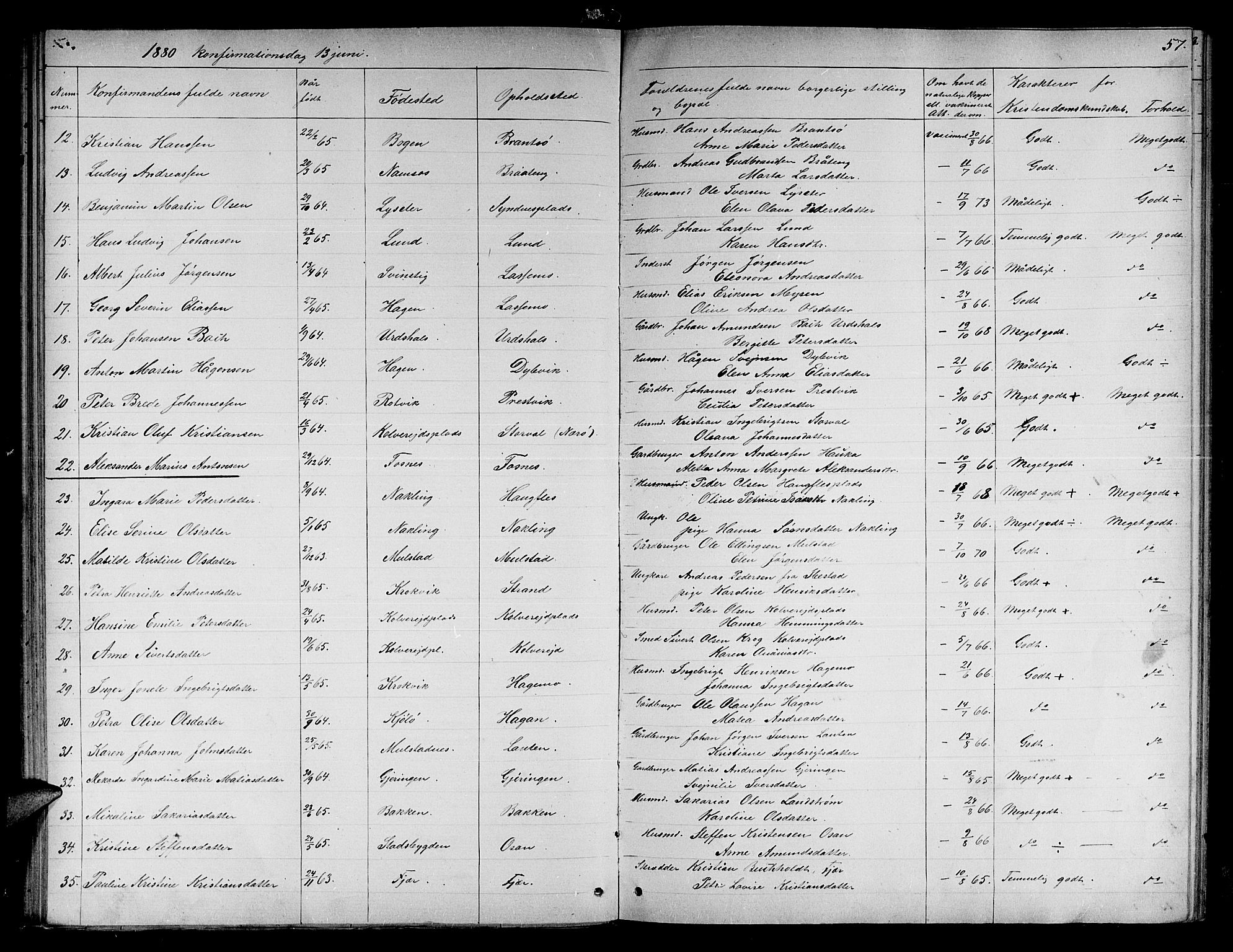 Ministerialprotokoller, klokkerbøker og fødselsregistre - Nord-Trøndelag, SAT/A-1458/780/L0650: Parish register (copy) no. 780C02, 1866-1884, p. 57