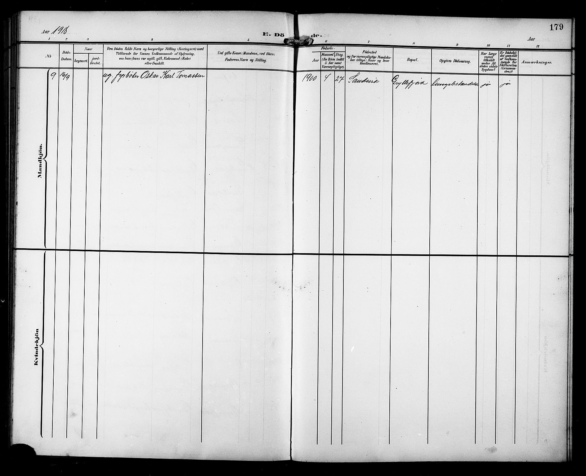 Berg sokneprestkontor, AV/SATØ-S-1318/G/Ga/Gab/L0013klokker: Parish register (copy) no. 13, 1902-1922, p. 179