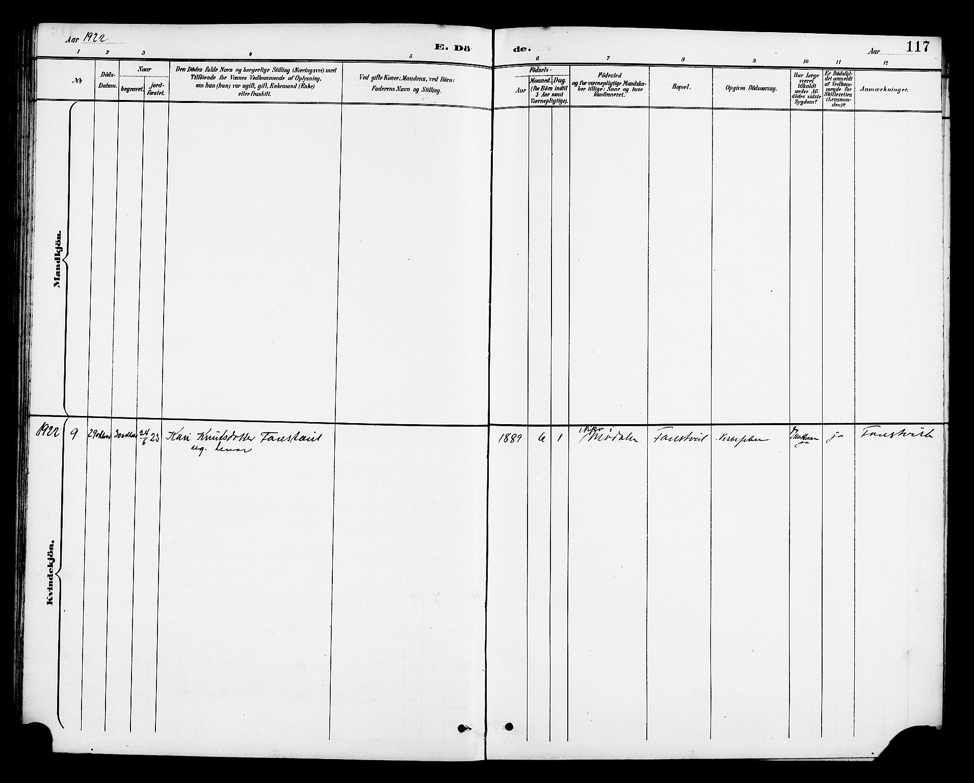 Osterfjorden Soknepresembete, SAB/A-77301: Parish register (copy) no. B 2, 1891-1922, p. 117
