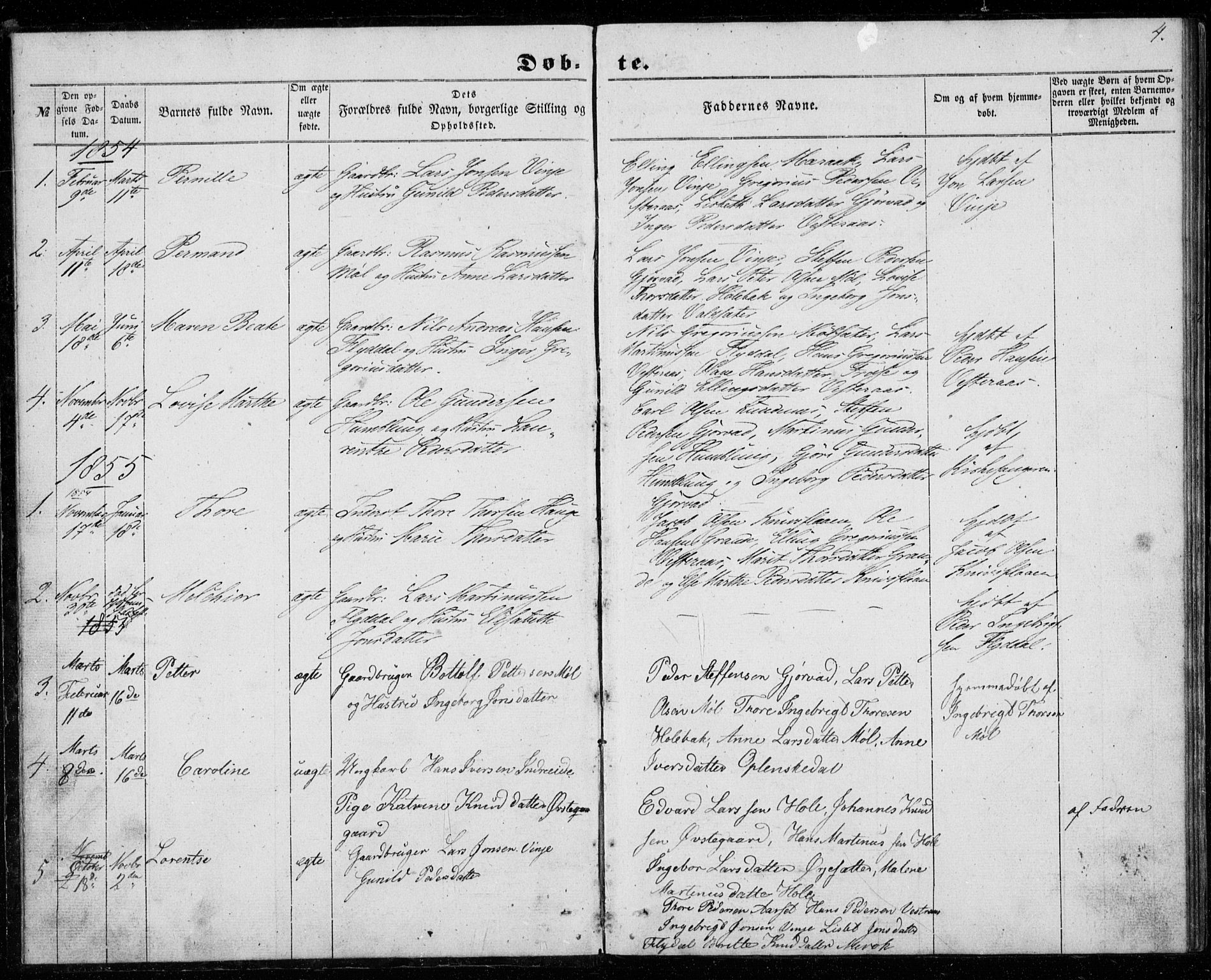 Ministerialprotokoller, klokkerbøker og fødselsregistre - Møre og Romsdal, SAT/A-1454/518/L0234: Parish register (copy) no. 518C01, 1854-1884, p. 4