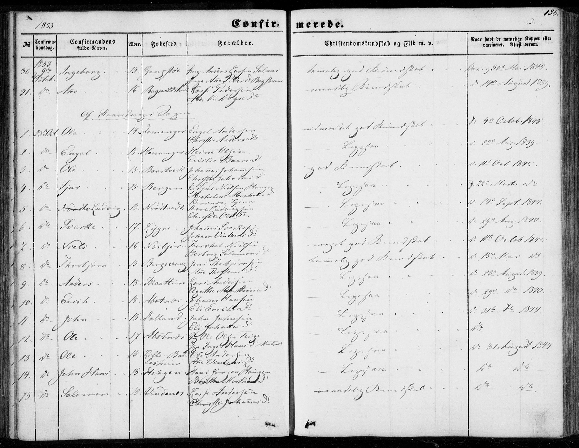 Os sokneprestembete, AV/SAB-A-99929: Parish register (official) no. A 16, 1851-1859, p. 136