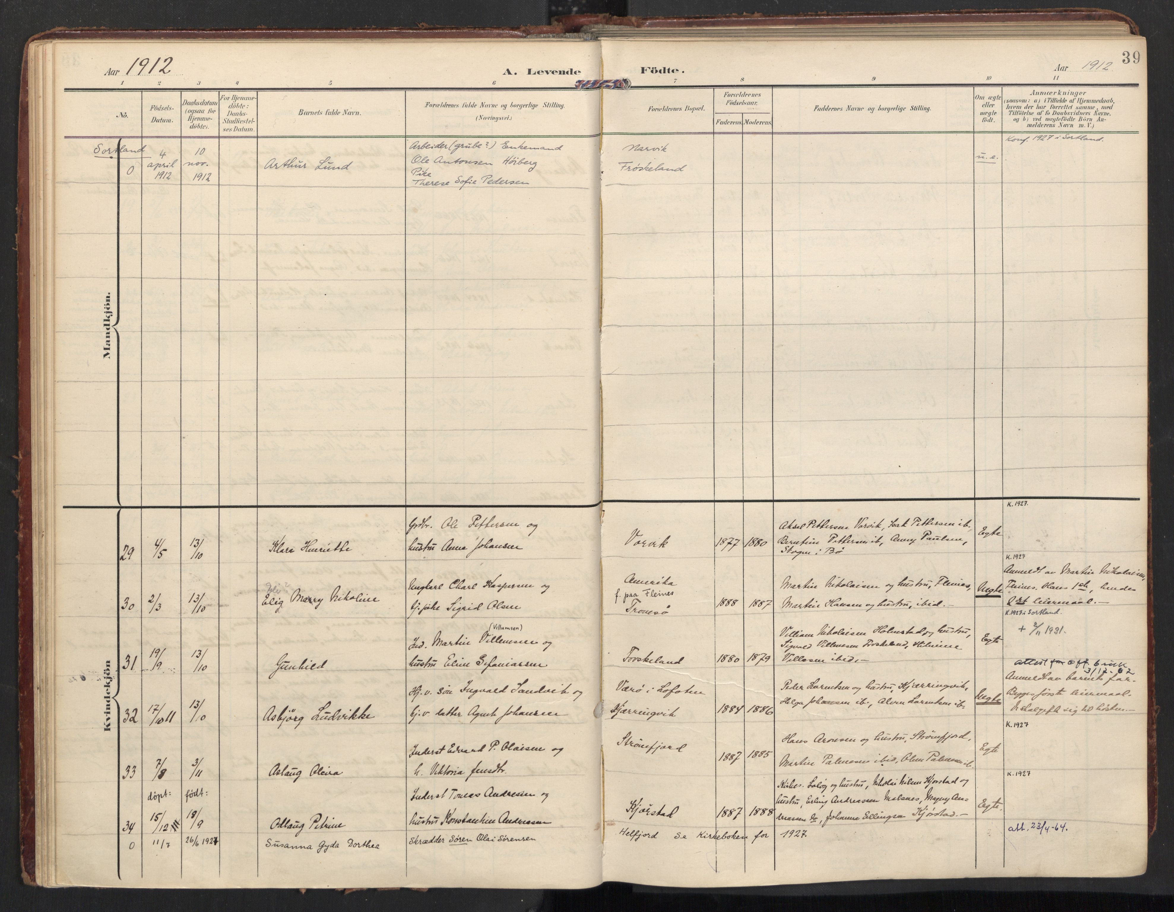 Ministerialprotokoller, klokkerbøker og fødselsregistre - Nordland, AV/SAT-A-1459/890/L1287: Parish register (official) no. 890A02, 1903-1915, p. 39