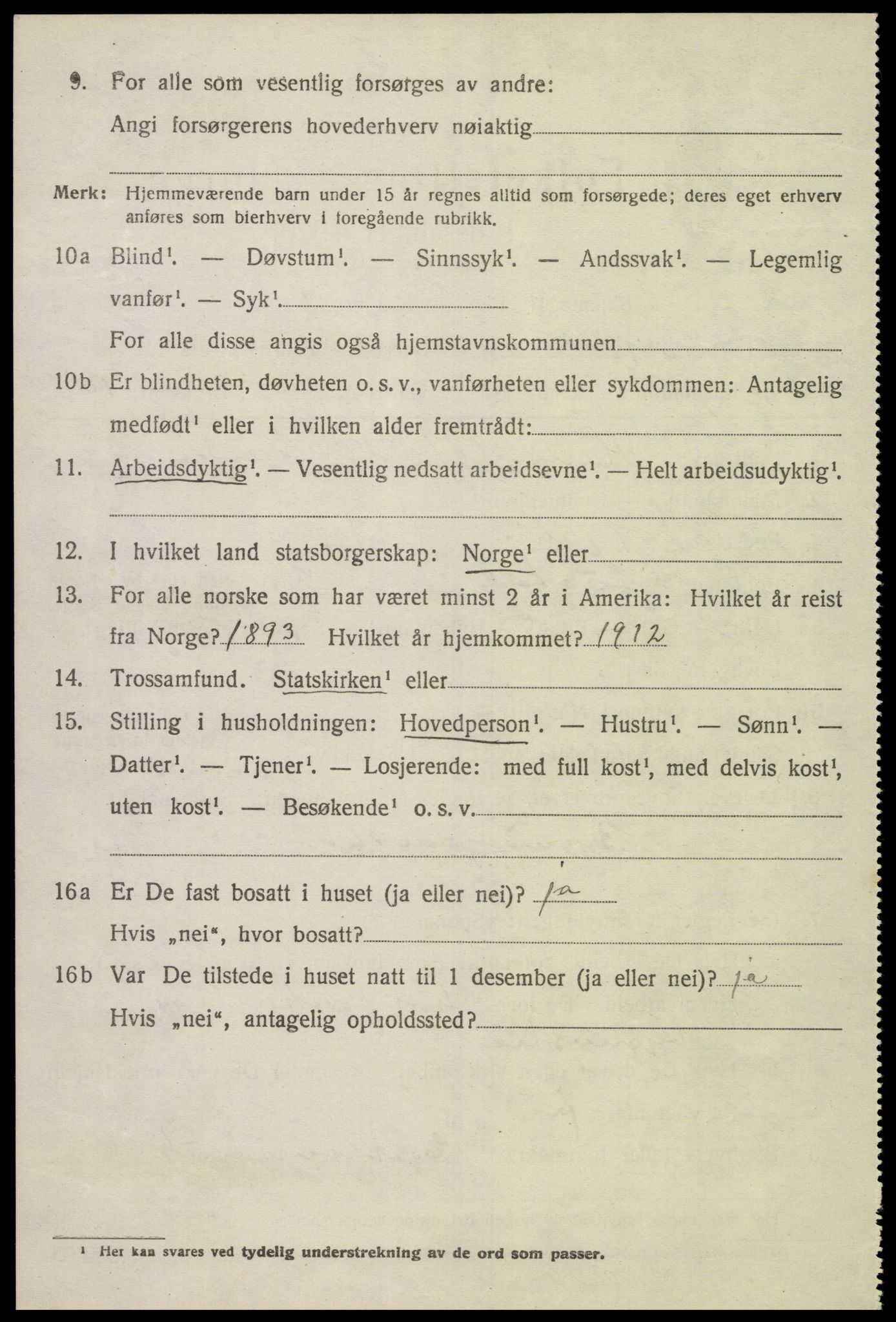 SAK, 1920 census for Lyngdal, 1920, p. 1720