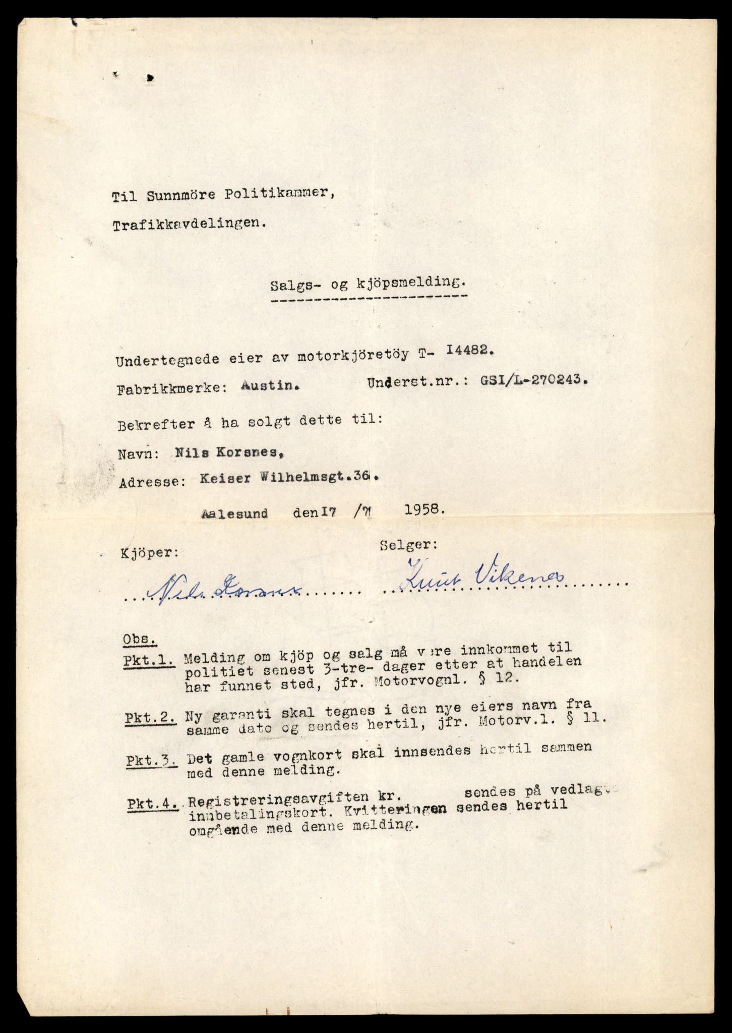 Møre og Romsdal vegkontor - Ålesund trafikkstasjon, AV/SAT-A-4099/F/Fe/L0046: Registreringskort for kjøretøy T 14445 - T 14579, 1927-1998