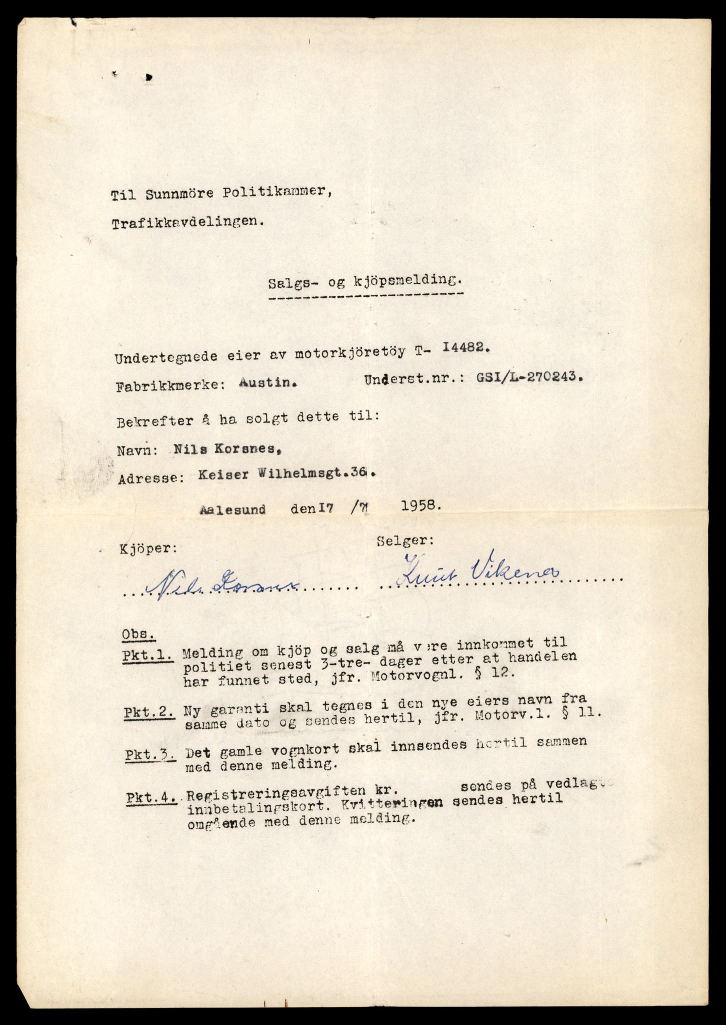 Møre og Romsdal vegkontor - Ålesund trafikkstasjon, SAT/A-4099/F/Fe/L0046: Registreringskort for kjøretøy T 14445 - T 14579, 1927-1998