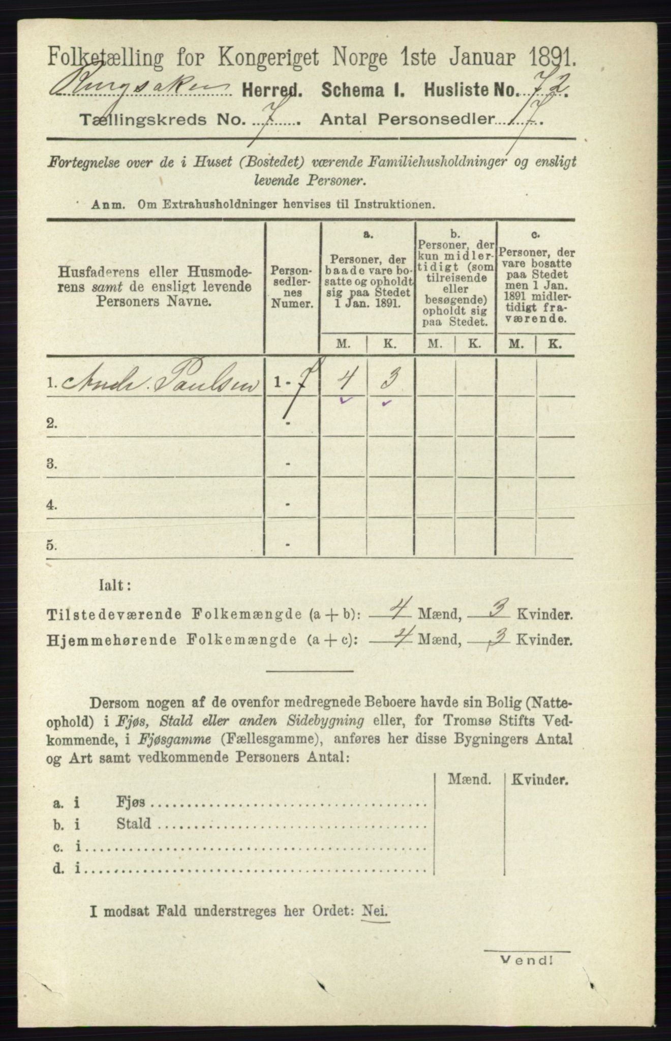 RA, 1891 census for 0412 Ringsaker, 1891, p. 3862