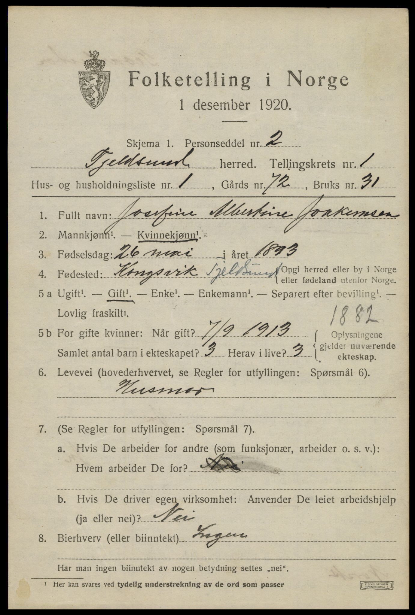 SAT, 1920 census for Tjeldsund, 1920, p. 502