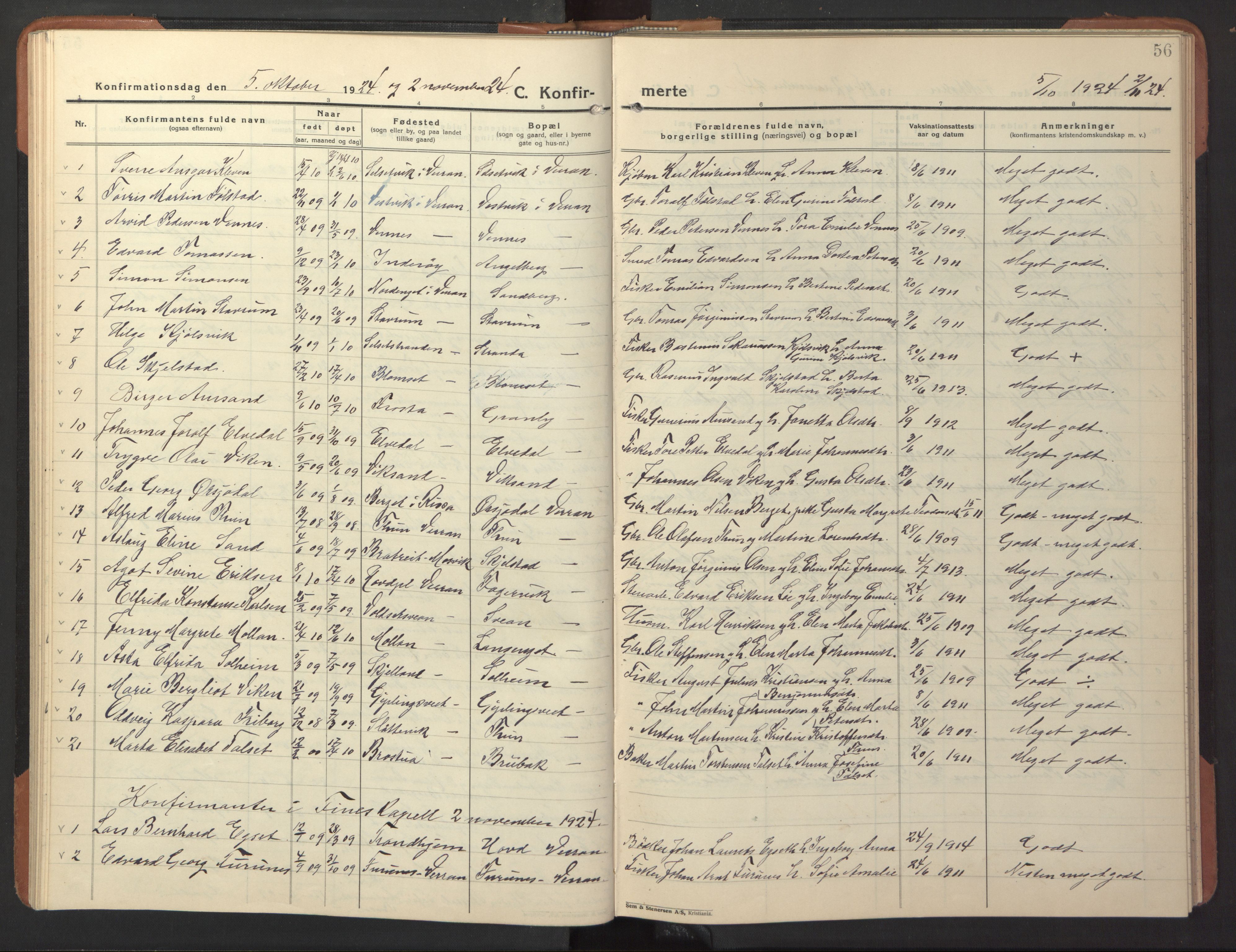 Ministerialprotokoller, klokkerbøker og fødselsregistre - Nord-Trøndelag, SAT/A-1458/744/L0425: Parish register (copy) no. 744C04, 1924-1947, p. 56