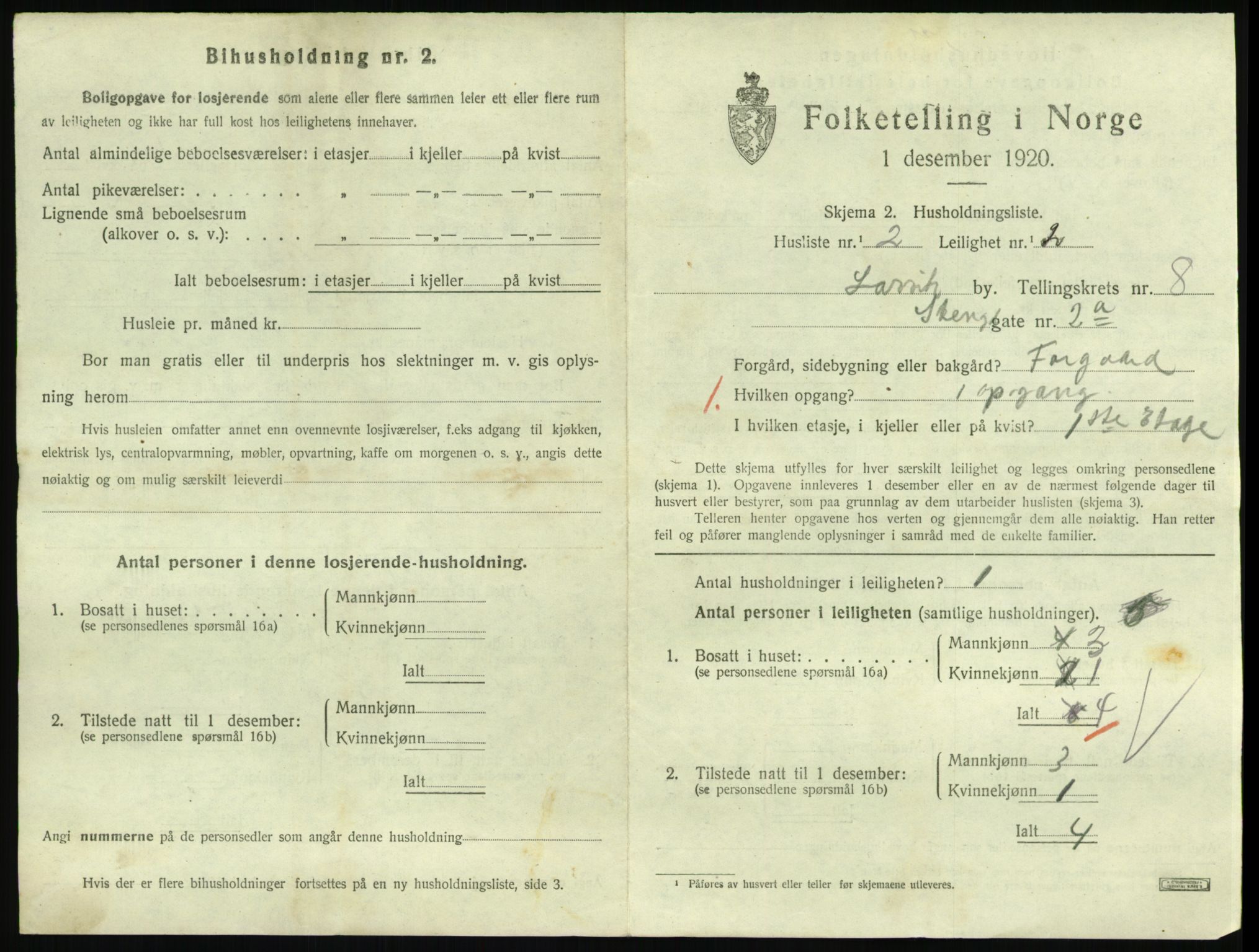 SAKO, 1920 census for Larvik, 1920, p. 6566