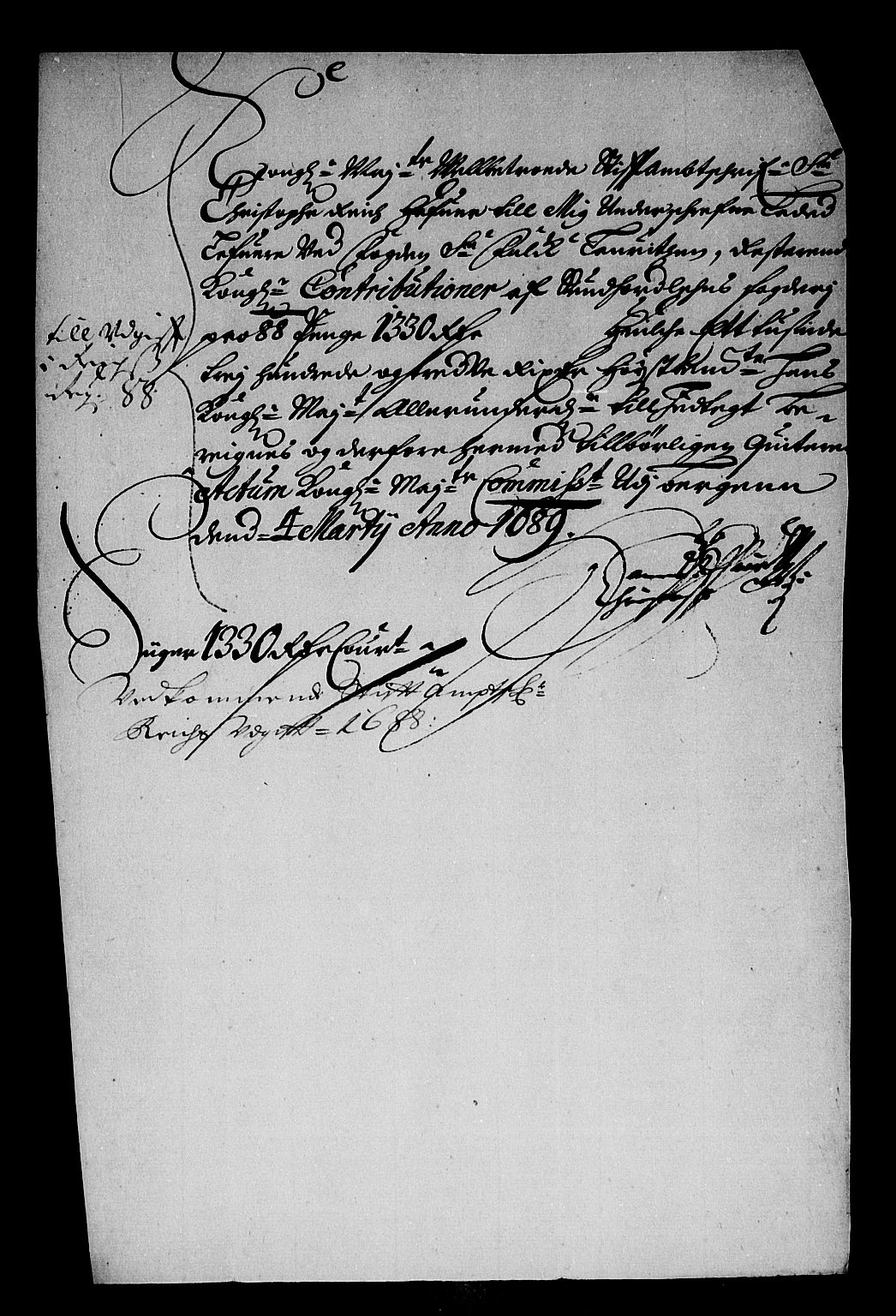 Rentekammeret inntil 1814, Reviderte regnskaper, Stiftamtstueregnskaper, Bergen stiftamt, AV/RA-EA-6043/R/Rc/L0089: Bergen stiftamt, 1688-1689