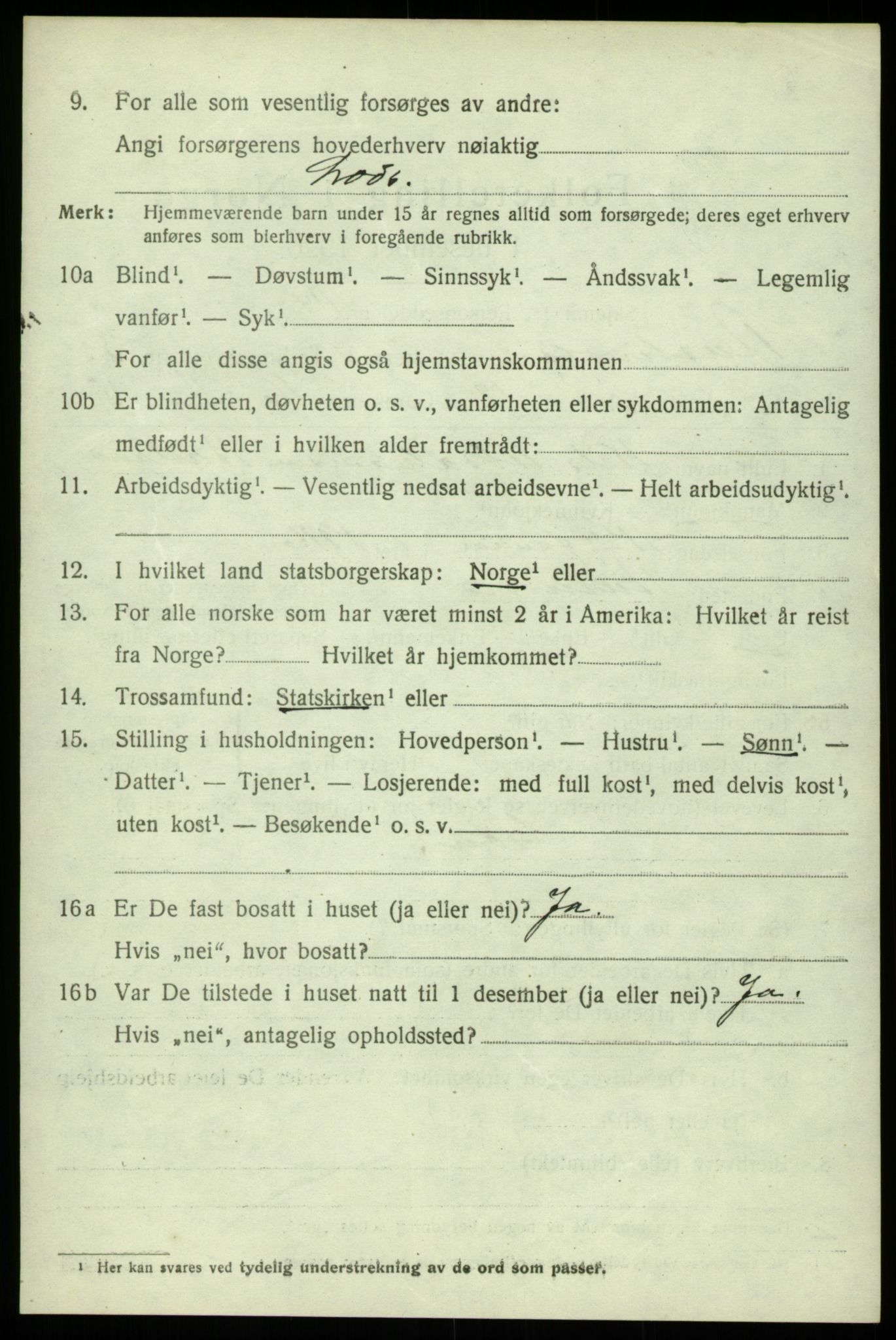 SAB, 1920 census for Austevoll, 1920, p. 2327