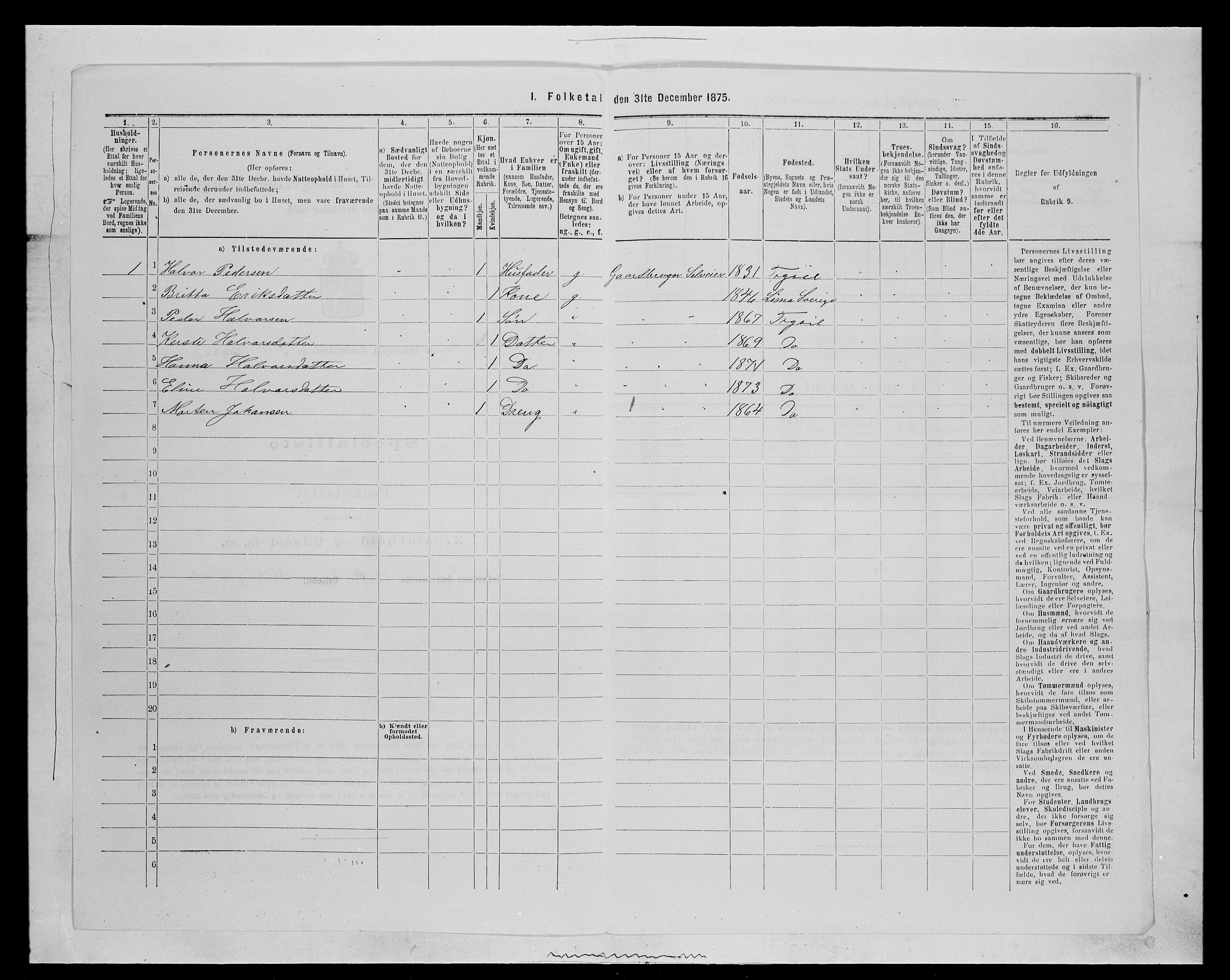 SAH, 1875 census for 0428P Trysil, 1875, p. 409