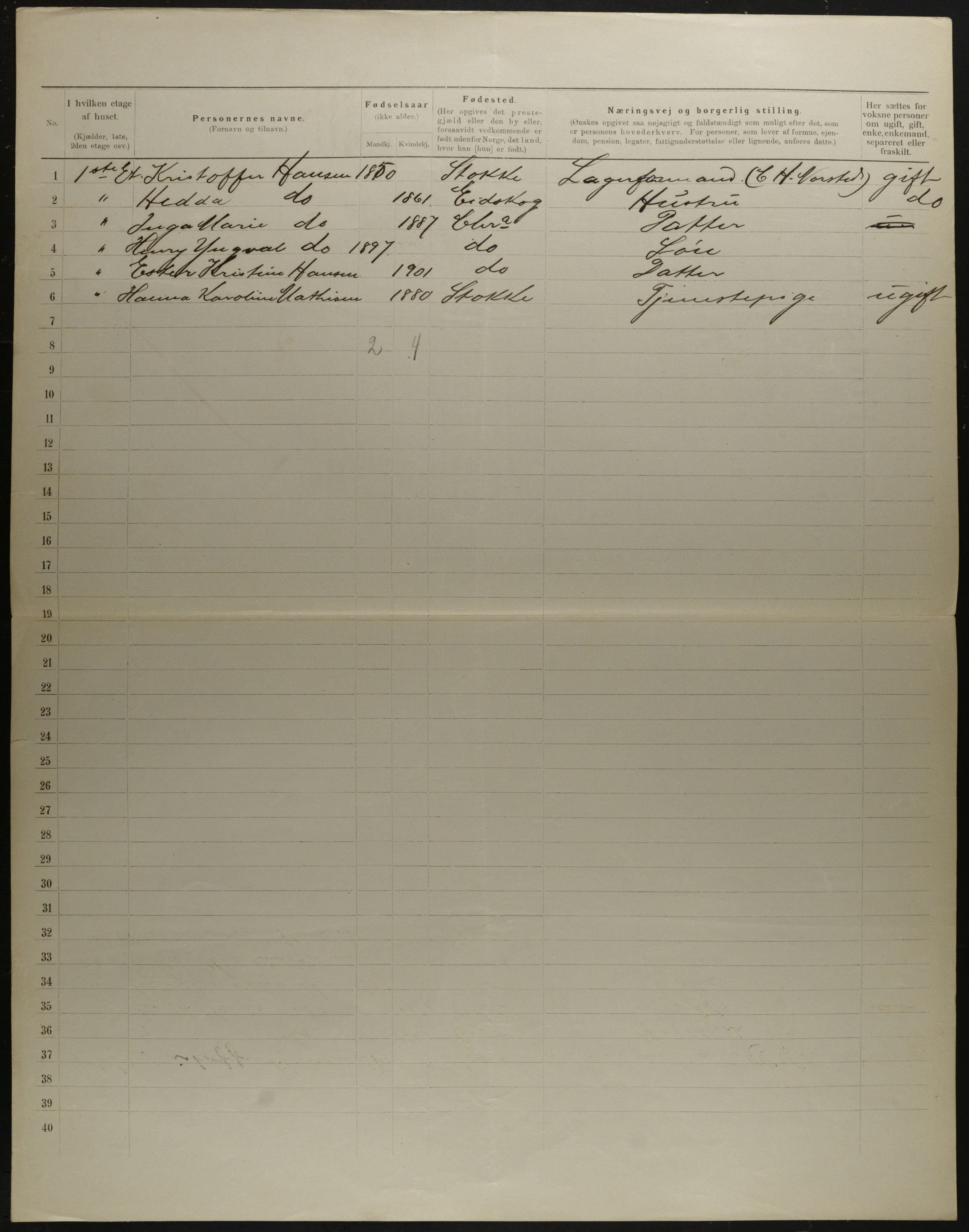 OBA, Municipal Census 1901 for Kristiania, 1901, p. 12713