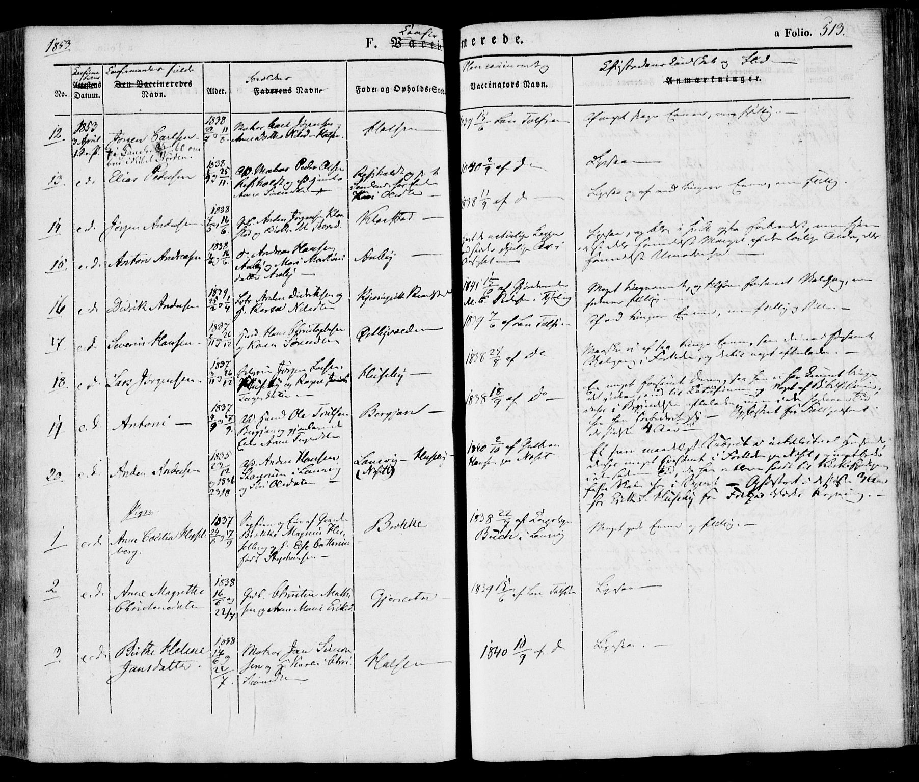 Tjølling kirkebøker, AV/SAKO-A-60/F/Fa/L0006: Parish register (official) no. 6, 1835-1859, p. 513