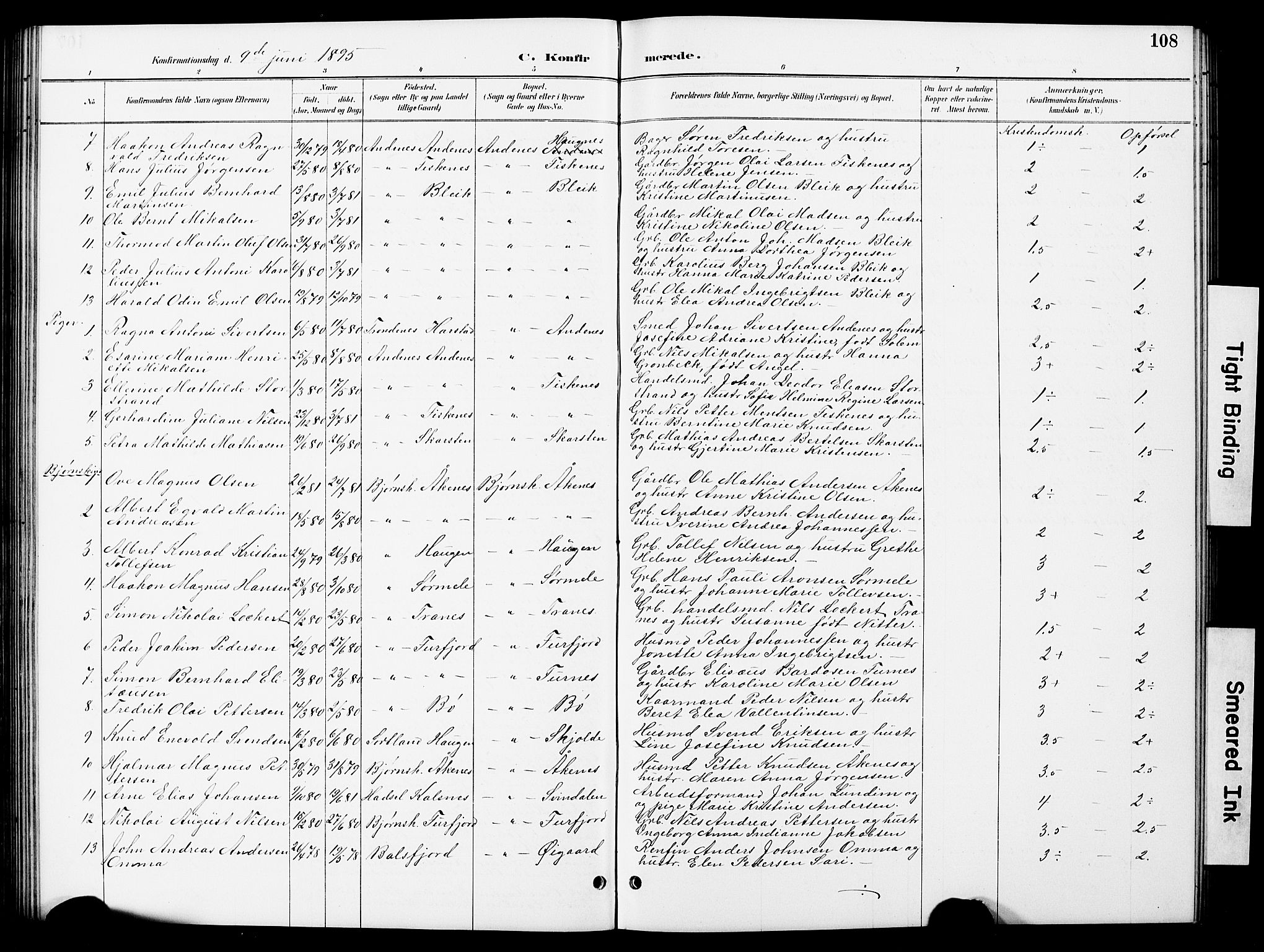 Ministerialprotokoller, klokkerbøker og fødselsregistre - Nordland, AV/SAT-A-1459/897/L1413: Parish register (copy) no. 897C03, 1887-1903, p. 108