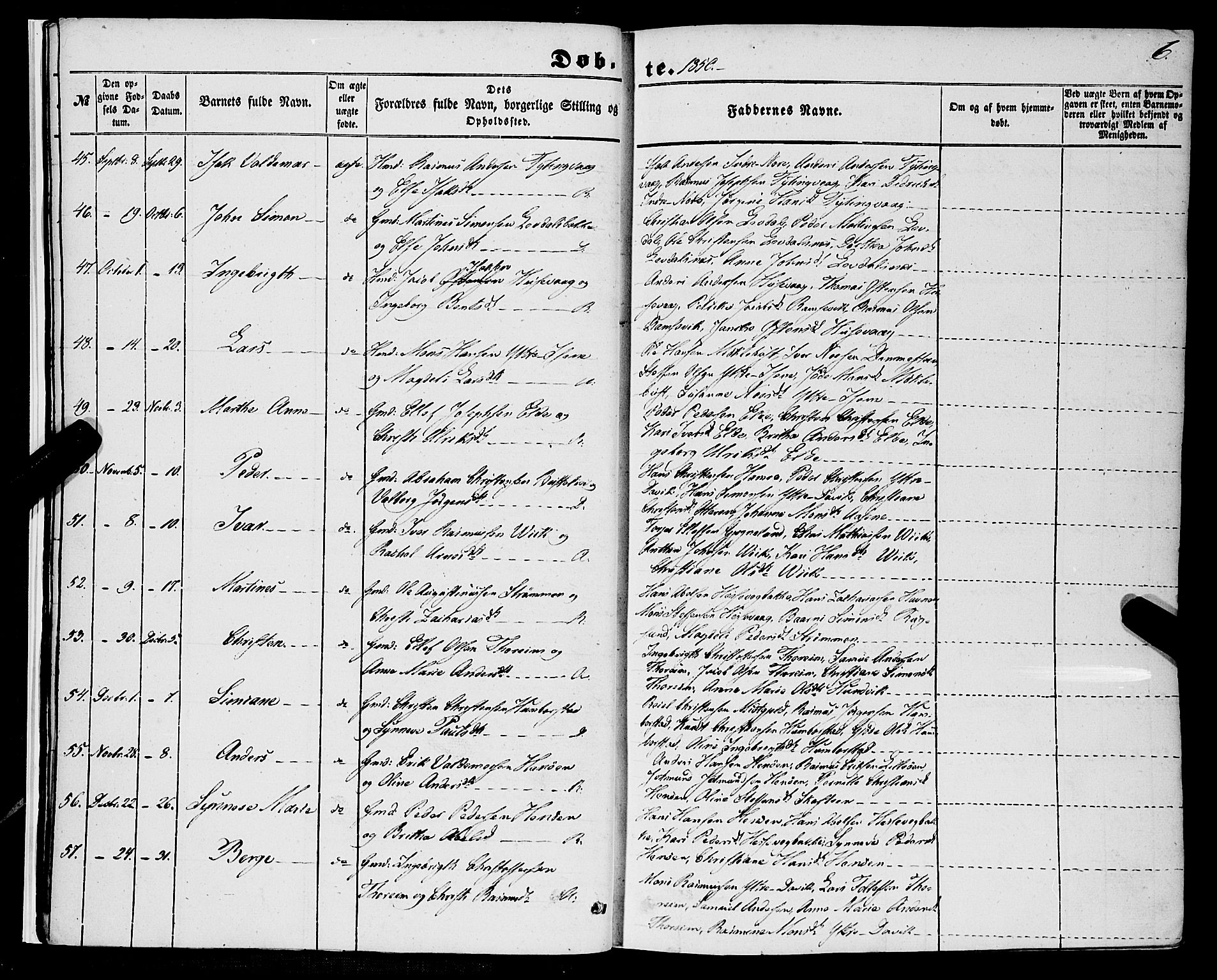 Davik sokneprestembete, SAB/A-79701/H/Haa/Haaa/L0005: Parish register (official) no. A 5, 1850-1866, p. 6