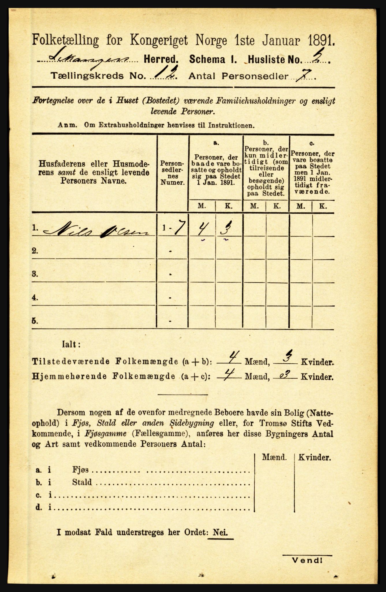 RA, 1891 census for 1419 Leikanger, 1891, p. 2325
