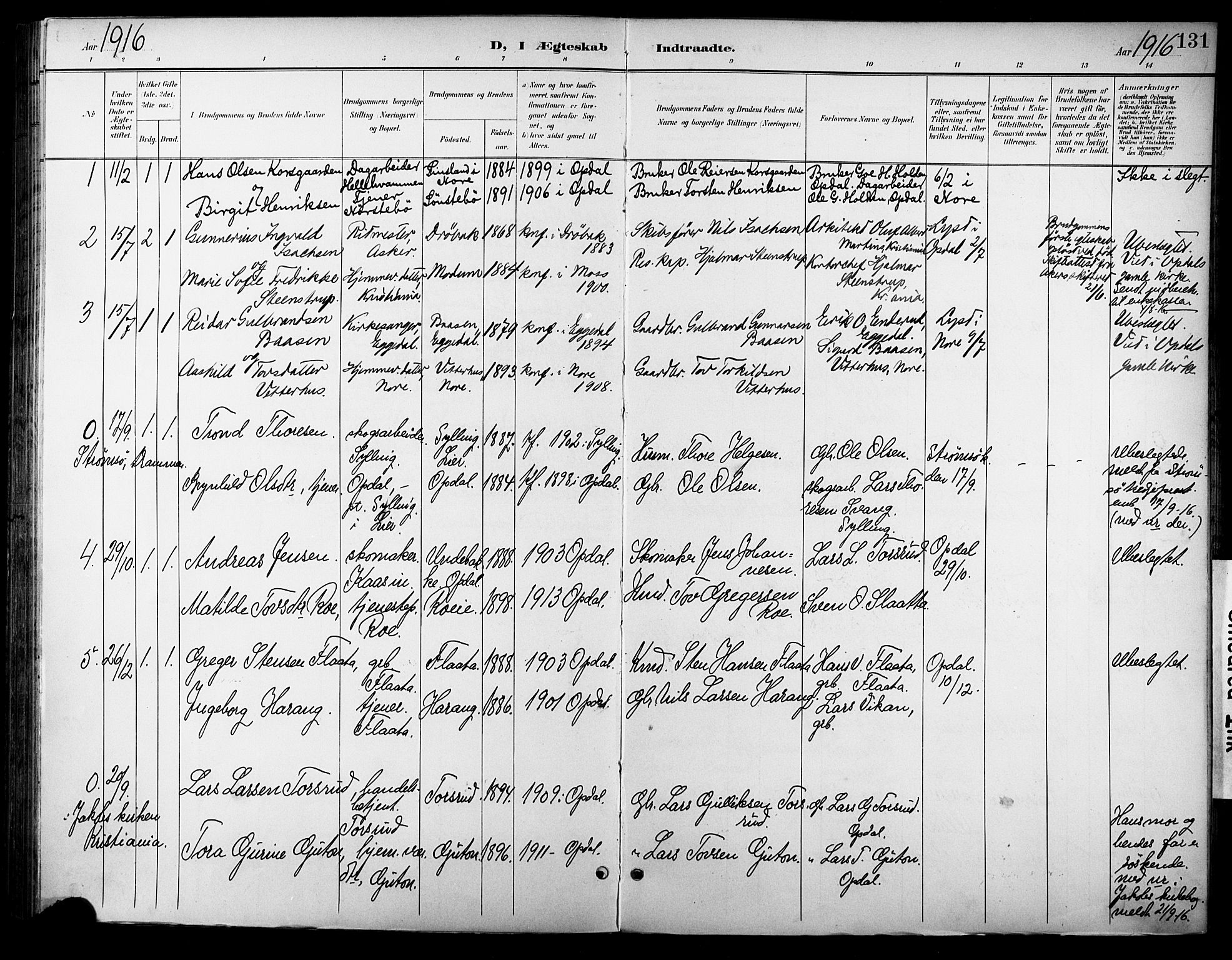 Nore kirkebøker, AV/SAKO-A-238/F/Fc/L0005: Parish register (official) no. III 5, 1898-1922, p. 131