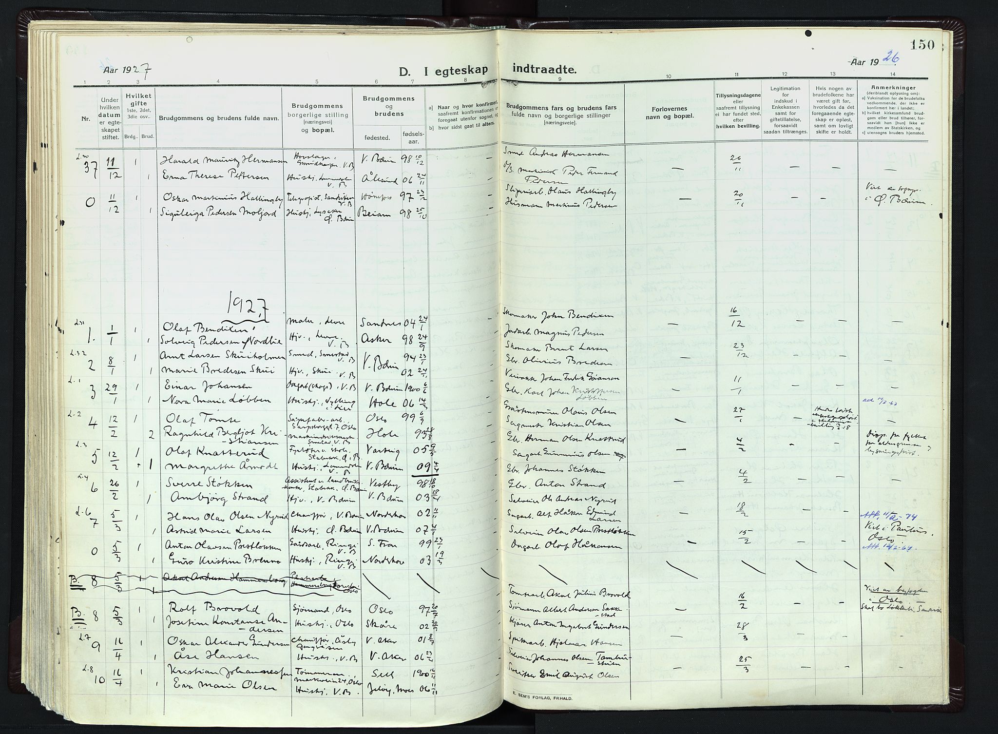 Vestre Bærum prestekontor Kirkebøker, AV/SAO-A-10209a/F/Fa/L0003: Parish register (official) no. 3, 1916-1930, p. 150