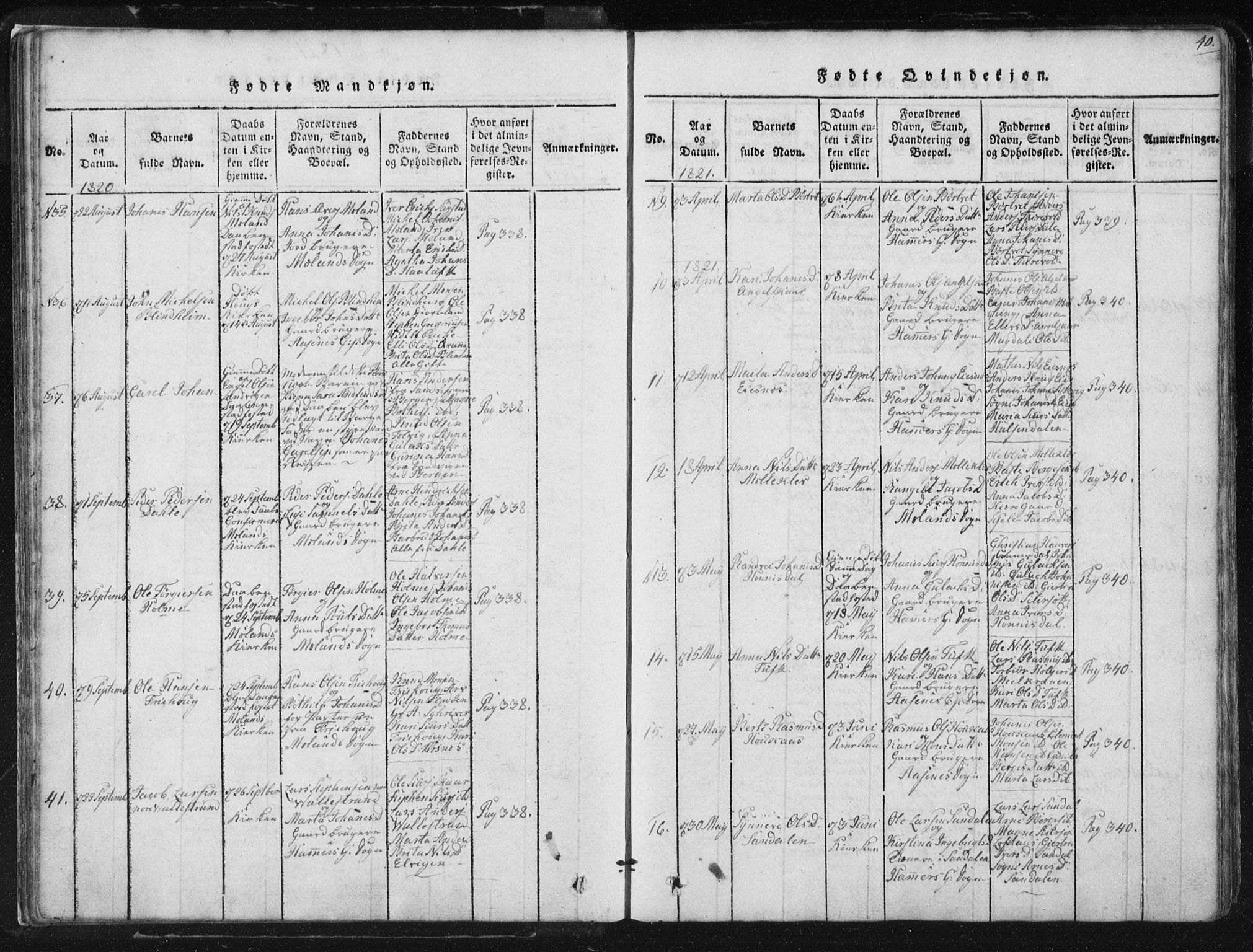 Hamre sokneprestembete, AV/SAB-A-75501/H/Ha/Haa/Haaa/L0010: Parish register (official) no. A 10, 1816-1826, p. 40