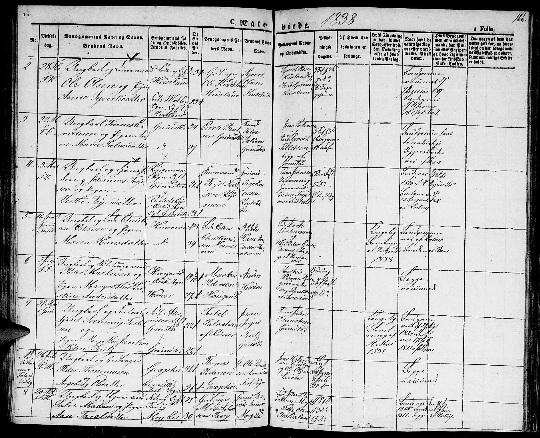 Fjære sokneprestkontor, AV/SAK-1111-0011/F/Fa/L0002: Parish register (official) no. A 2, 1827-1839, p. 166