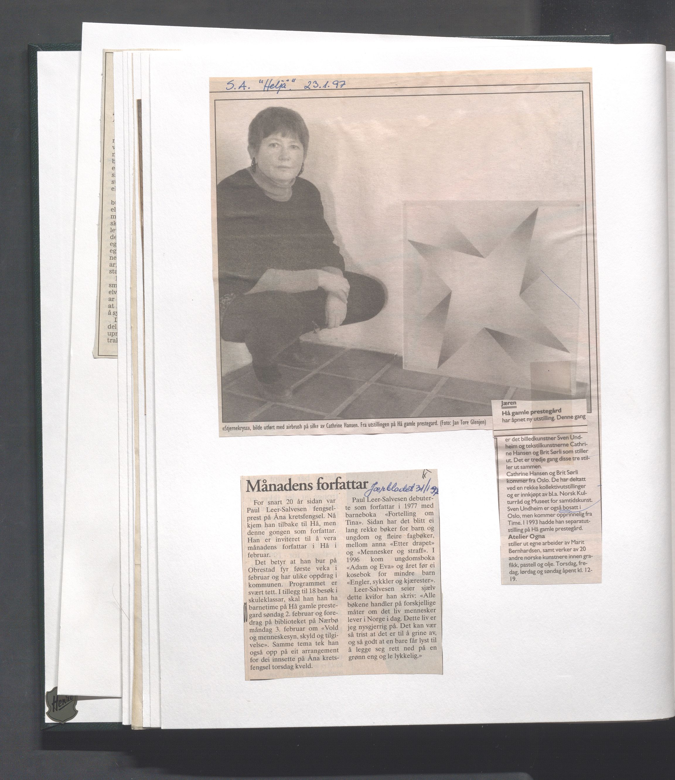 Hå kommune - Kulturetaten, IKAR/A-304/Ub/Ubb/L0011: Avisutklipp - Hå gamle prestegård, 1996-1997