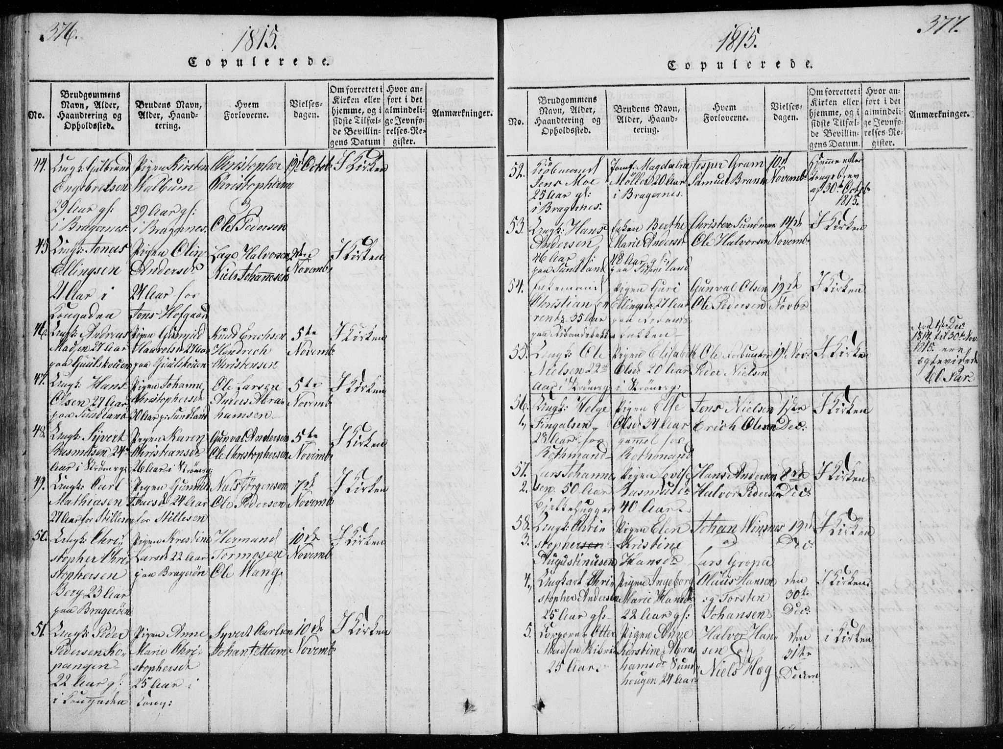 Bragernes kirkebøker, AV/SAKO-A-6/F/Fa/L0007: Parish register (official) no. I 7, 1815-1829, p. 376-377