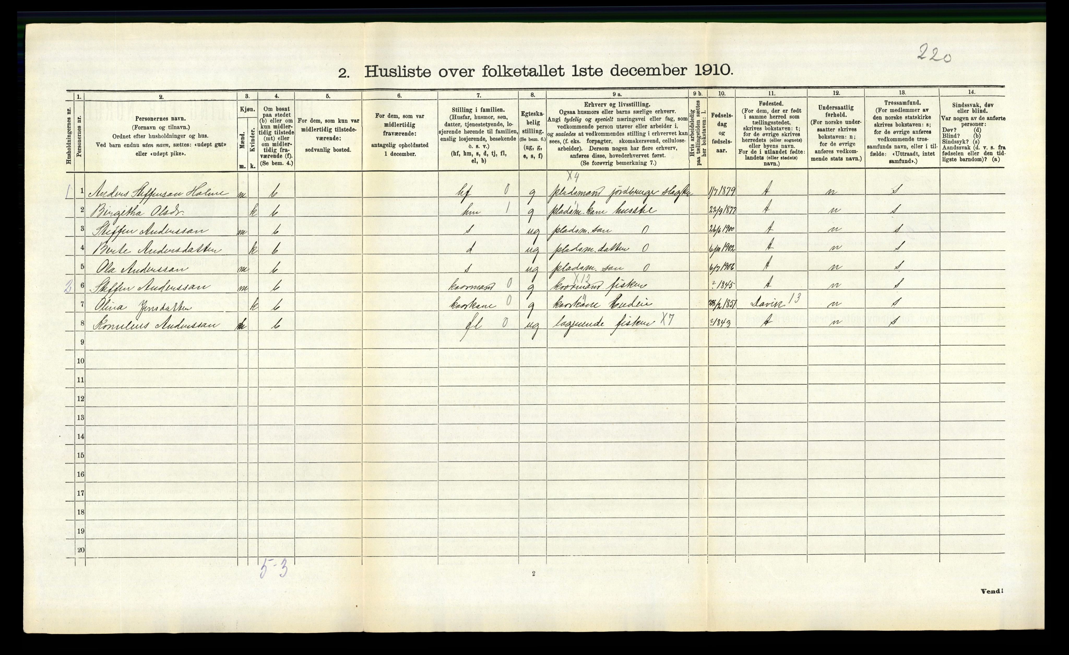 RA, 1910 census for Gloppen, 1910, p. 313