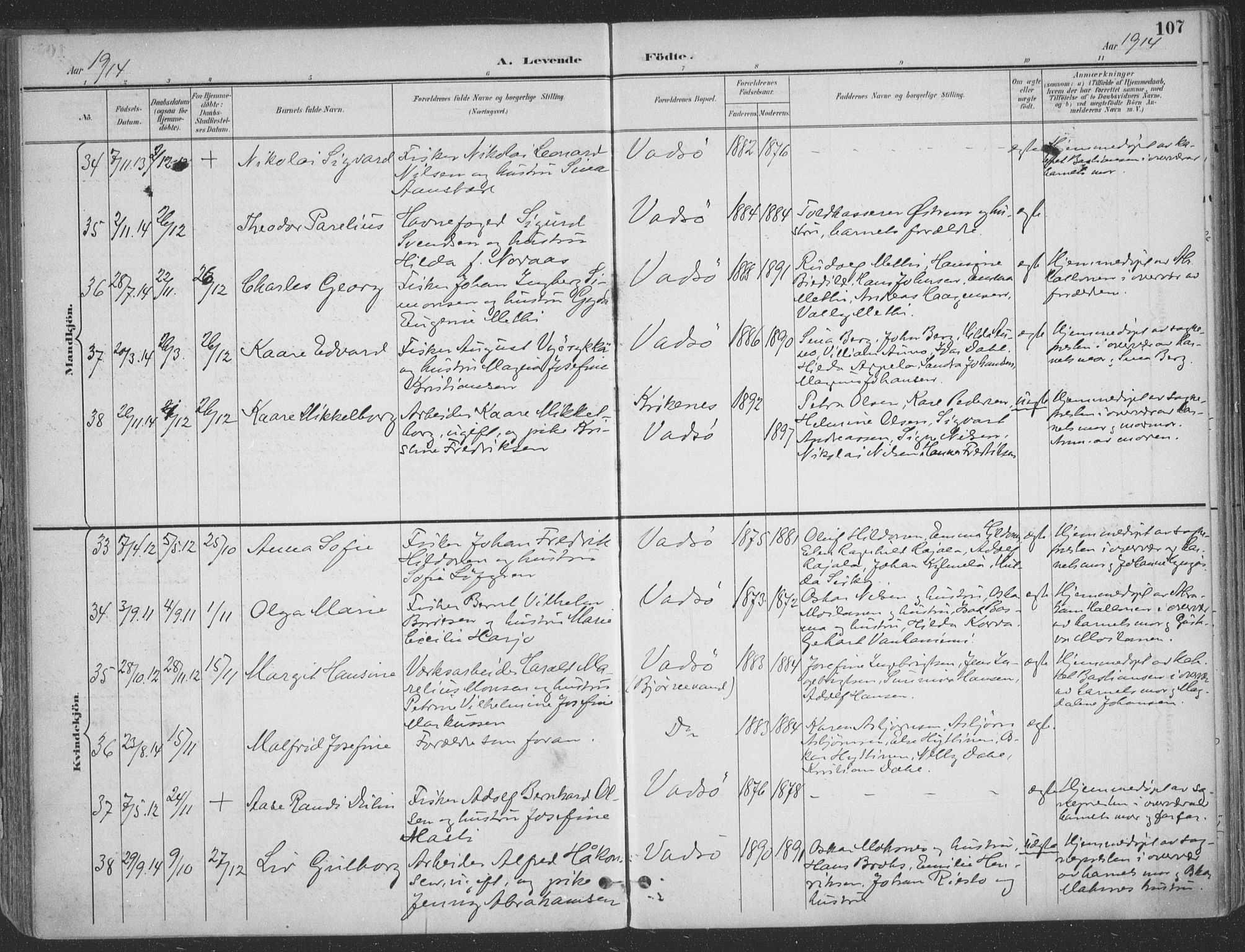 Vadsø sokneprestkontor, SATØ/S-1325/H/Ha/L0007kirke: Parish register (official) no. 7, 1896-1916, p. 107