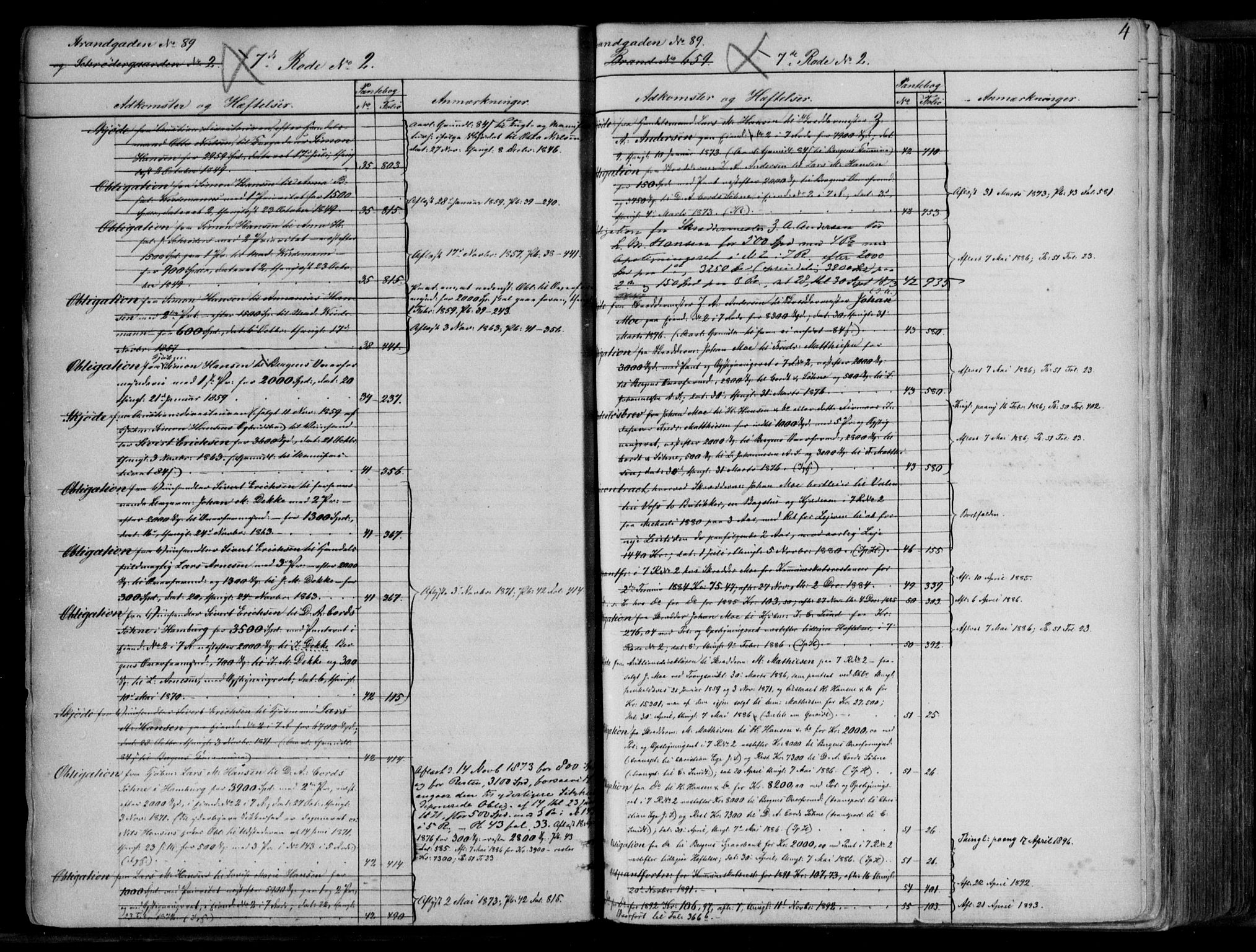 Byfogd og Byskriver i Bergen, SAB/A-3401/03/03AdC/L0004: Mortgage register no. A.d.C.4, 1823-1896, p. 4