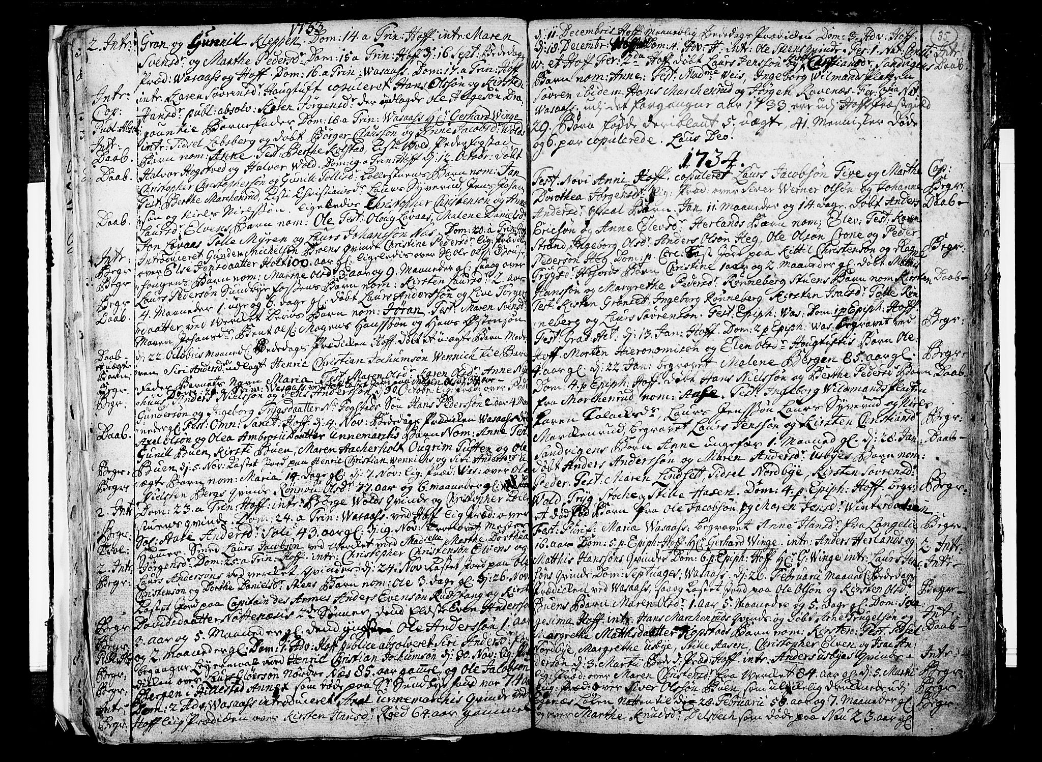 Hof kirkebøker, AV/SAKO-A-64/F/Fa/L0001: Parish register (official) no. I 1, 1704-1745, p. 35