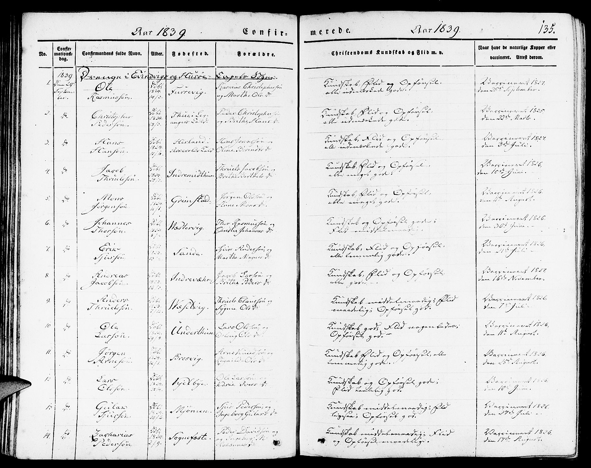 Gulen sokneprestembete, AV/SAB-A-80201/H/Haa/Haaa/L0020: Parish register (official) no. A 20, 1837-1847, p. 135