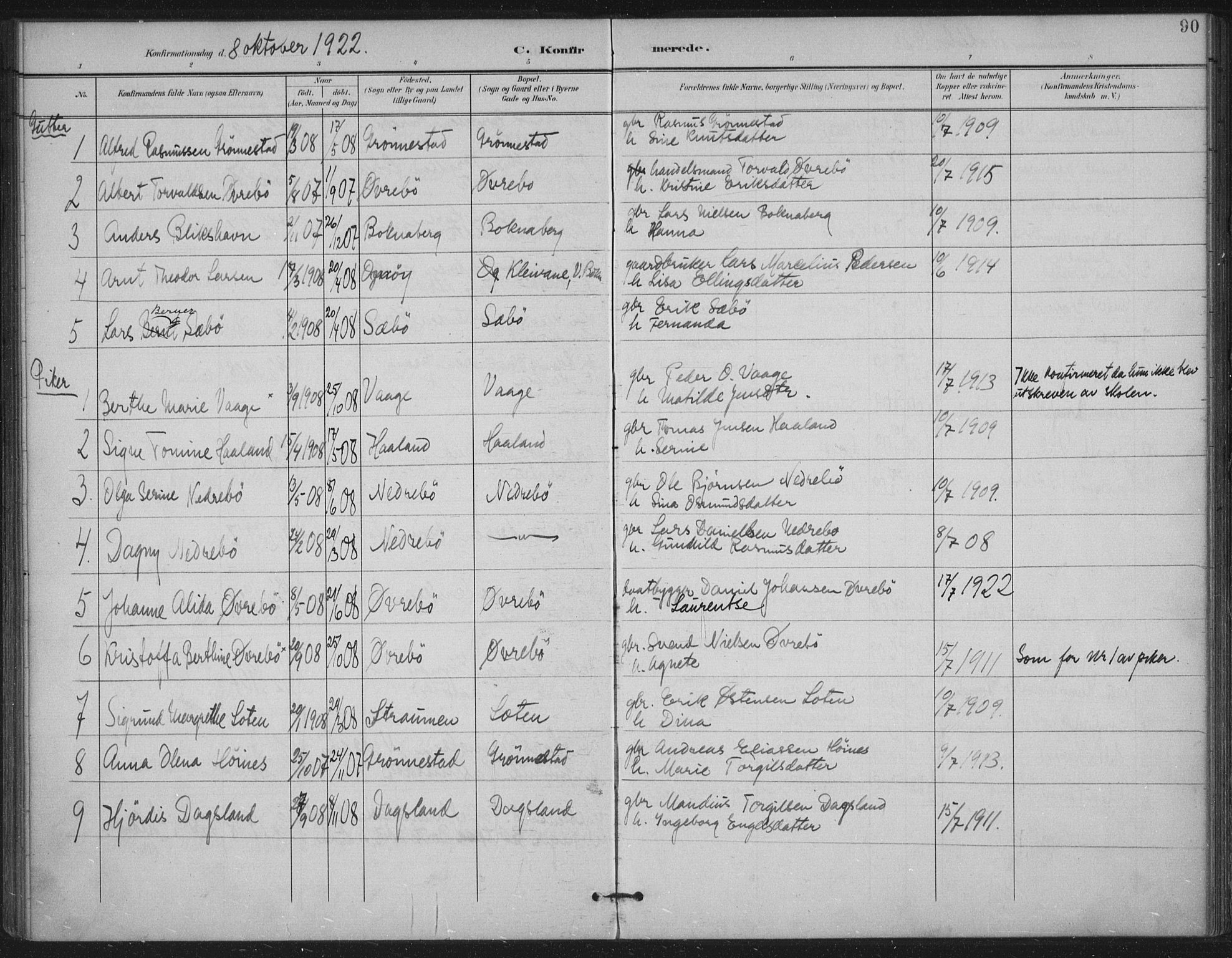 Tysvær sokneprestkontor, AV/SAST-A -101864/H/Ha/Haa/L0009: Parish register (official) no. A 9, 1898-1925, p. 90