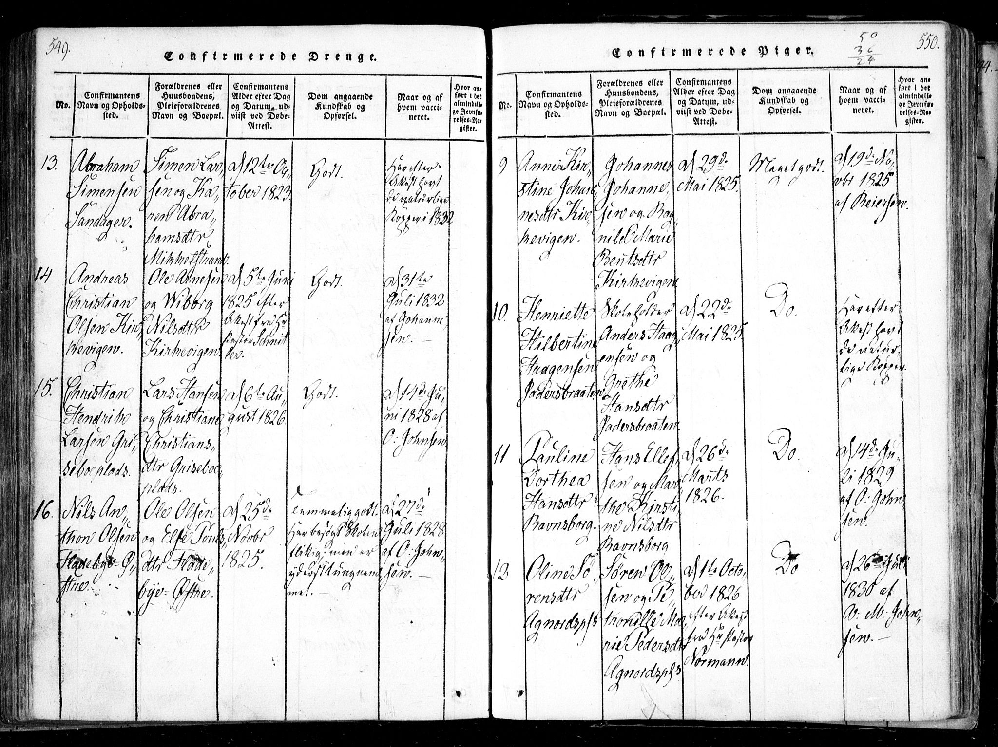 Nesodden prestekontor Kirkebøker, SAO/A-10013/F/Fa/L0006: Parish register (official) no. I 6, 1814-1847, p. 549-550