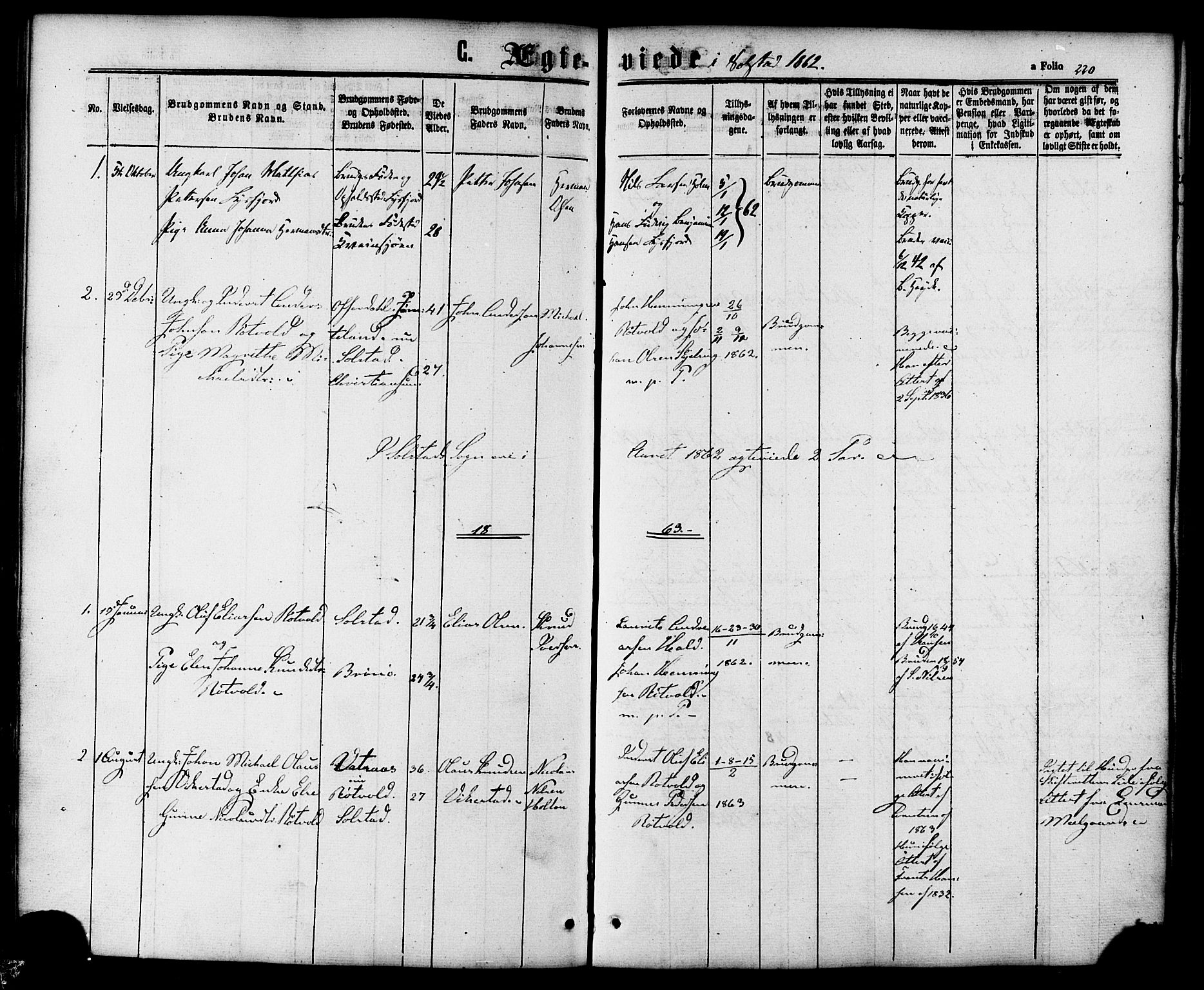 Ministerialprotokoller, klokkerbøker og fødselsregistre - Nordland, SAT/A-1459/810/L0147: Parish register (official) no. 810A08 /2, 1862-1874, p. 220